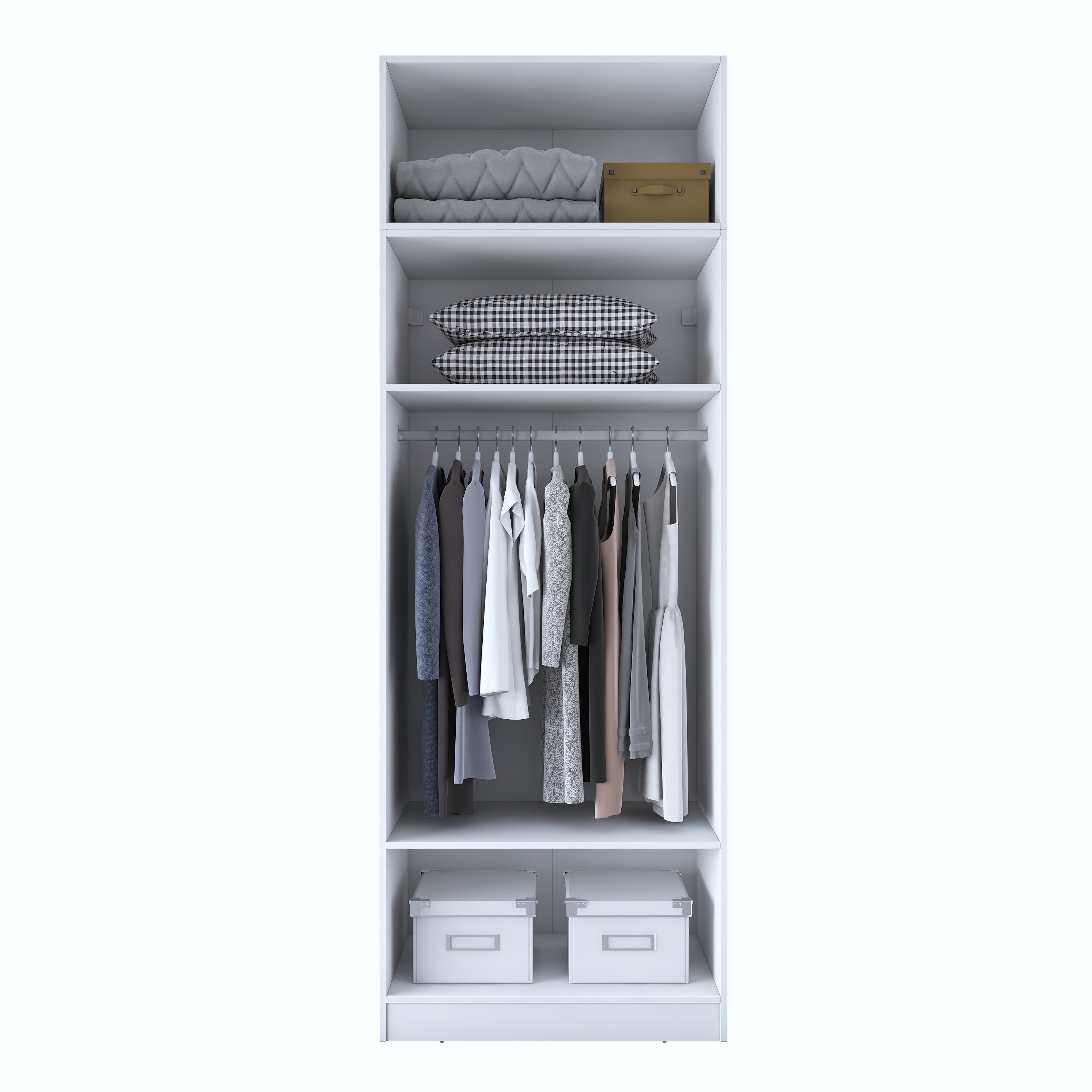 Rani BA211 Gardırop 4 Kapaklı 2 Raflı 1 Askılı Elbise Dolabı Beyaz