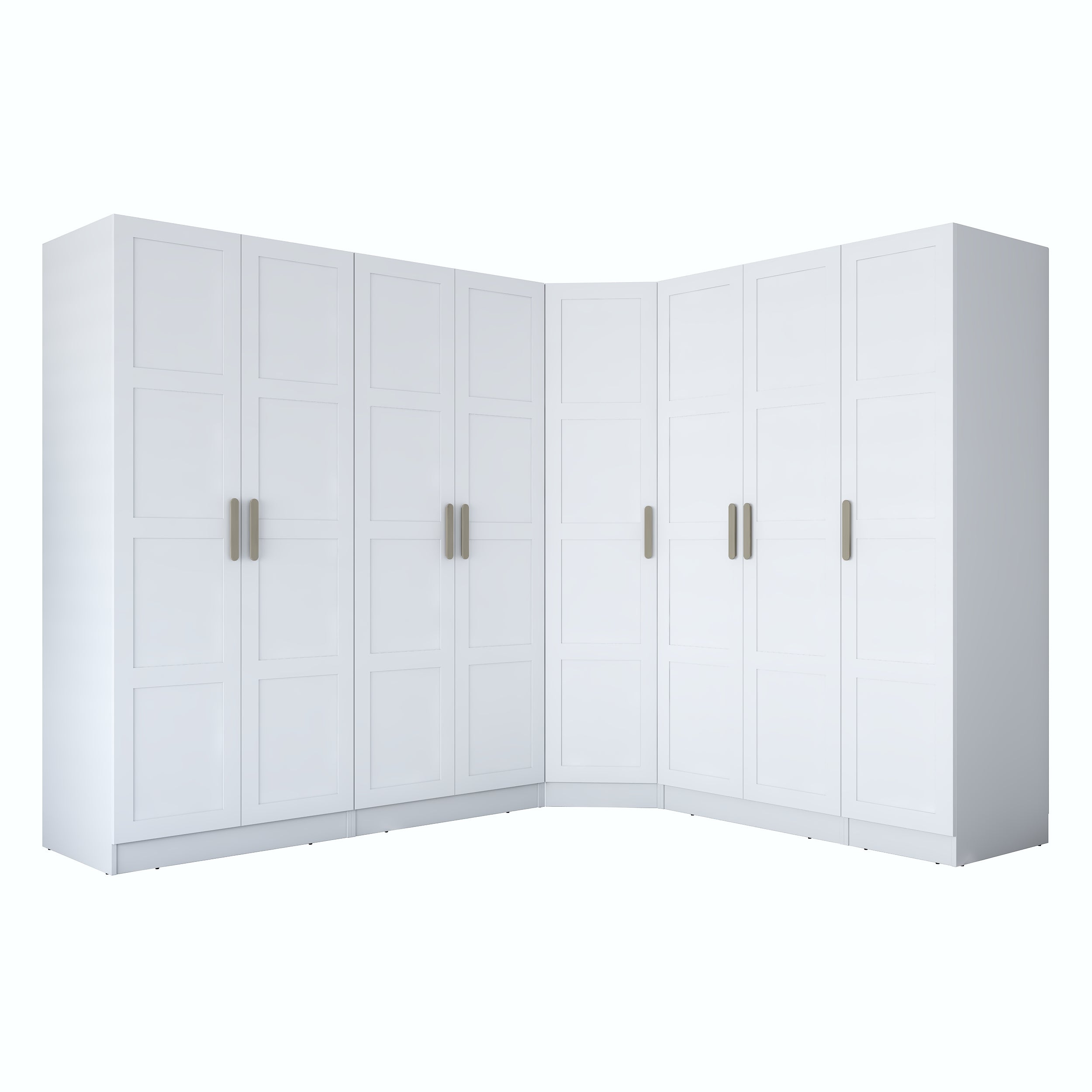 Rani BA192 geniş köşe gardırop membran kapaklı beyaz elbise dolabı