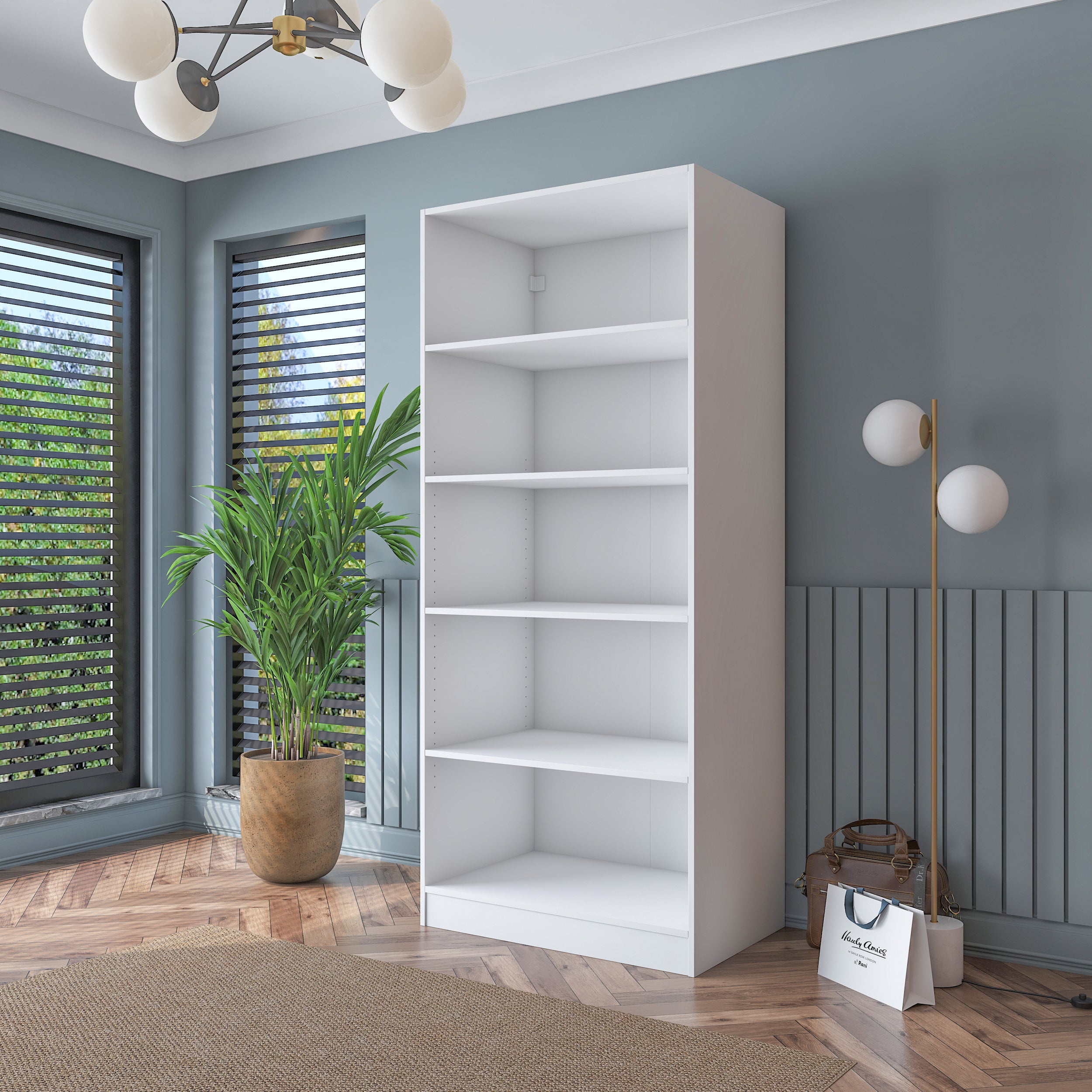 Rani BA188 Membran Kapaklı Gardırop 4 Raflı 2 Kapaklı Elbise Dolabı Beyaz