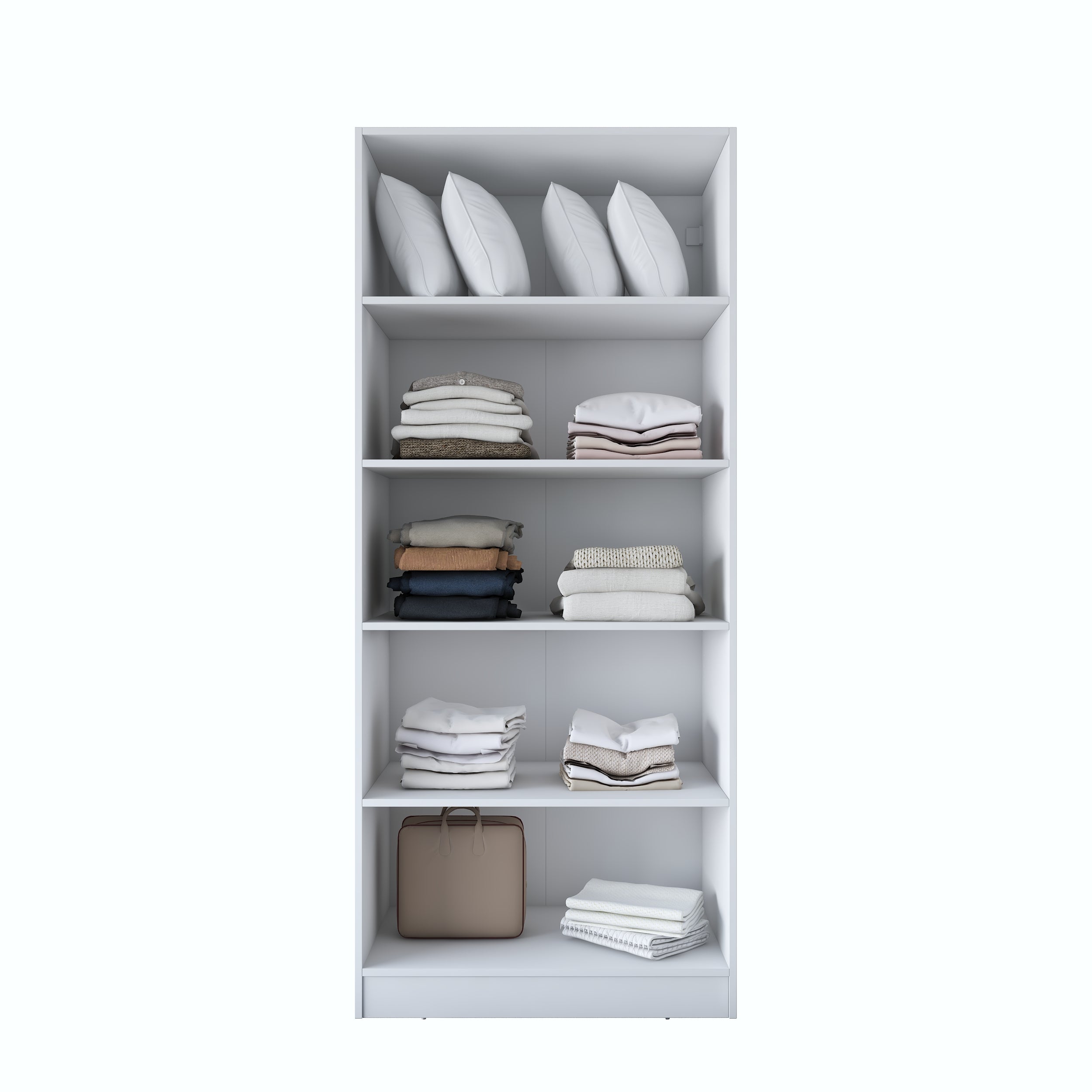 Rani BA188 Membran Kapaklı Gardırop 4 Raflı 2 Kapaklı Elbise Dolabı Beyaz