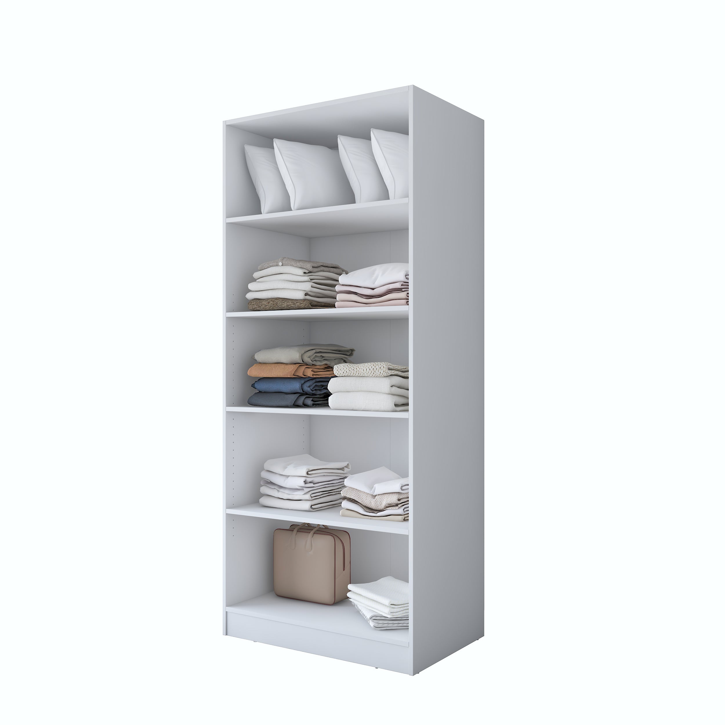 Rani BA188 Membran Kapaklı Gardırop 4 Raflı 2 Kapaklı Elbise Dolabı Beyaz