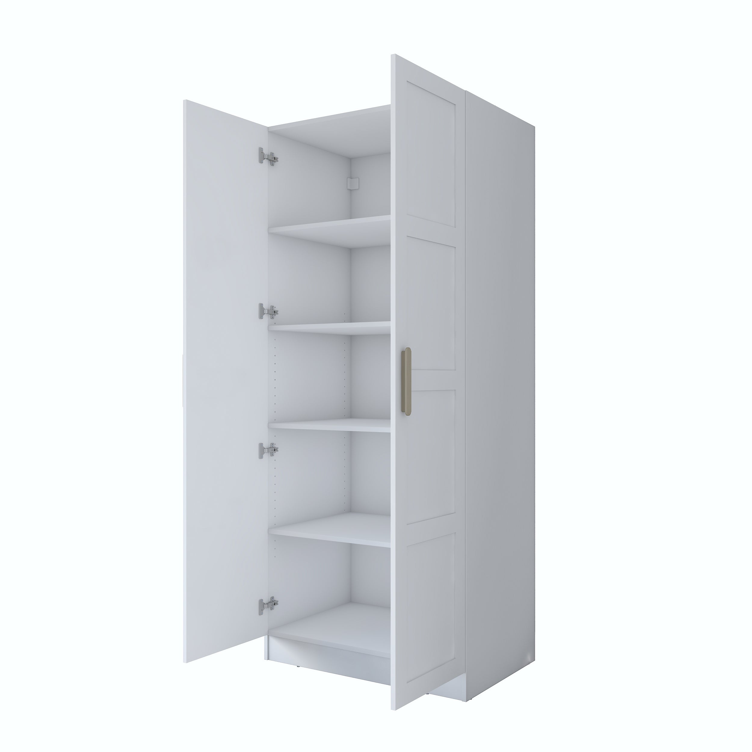 Rani BA188 Membran Kapaklı Gardırop 4 Raflı 2 Kapaklı Elbise Dolabı Beyaz