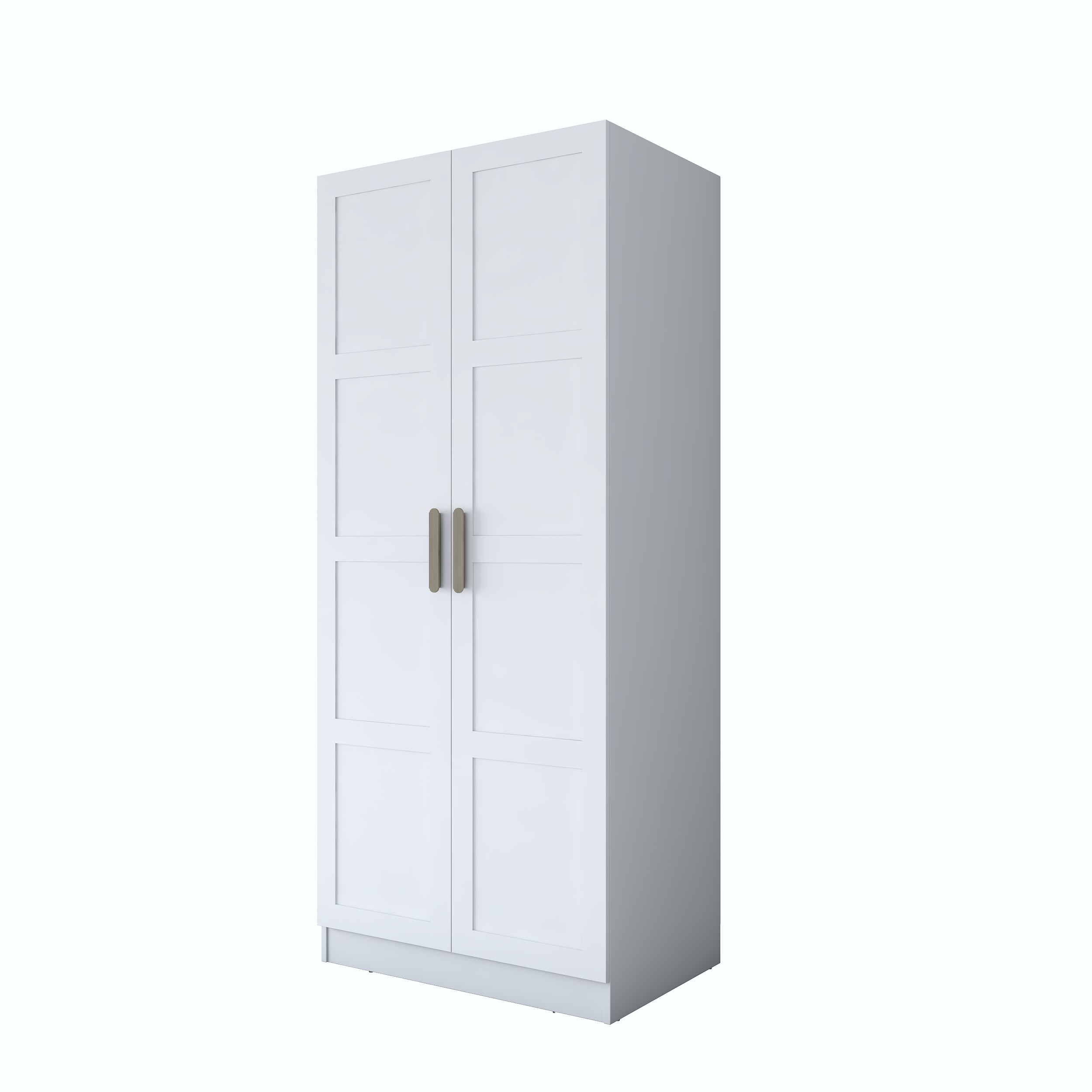 Rani BA188 Membran Kapaklı Gardırop 4 Raflı 2 Kapaklı Elbise Dolabı Beyaz