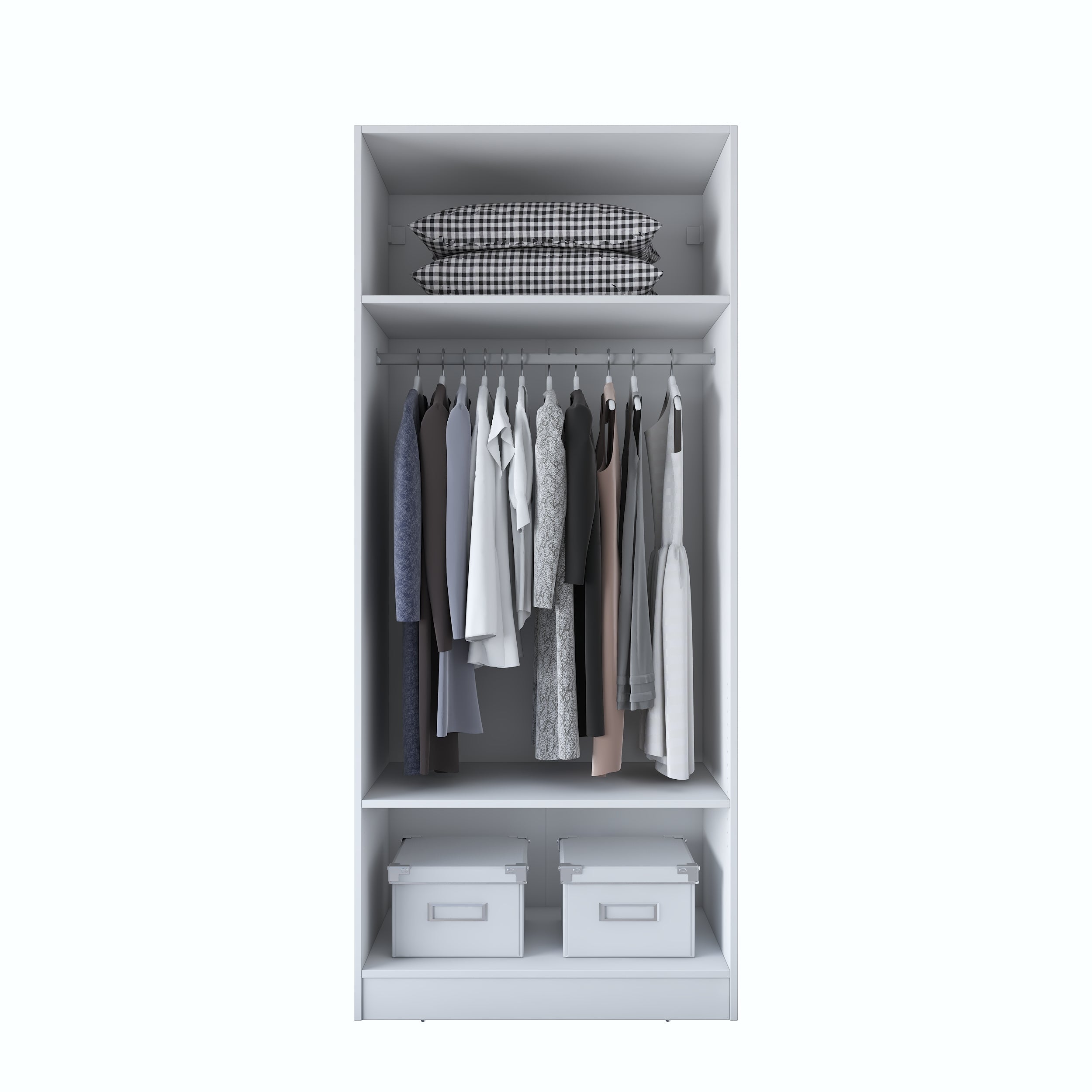 Rani BA189 beyaz gardırop membran kapaklı 2 kapaklı elbise dolabı