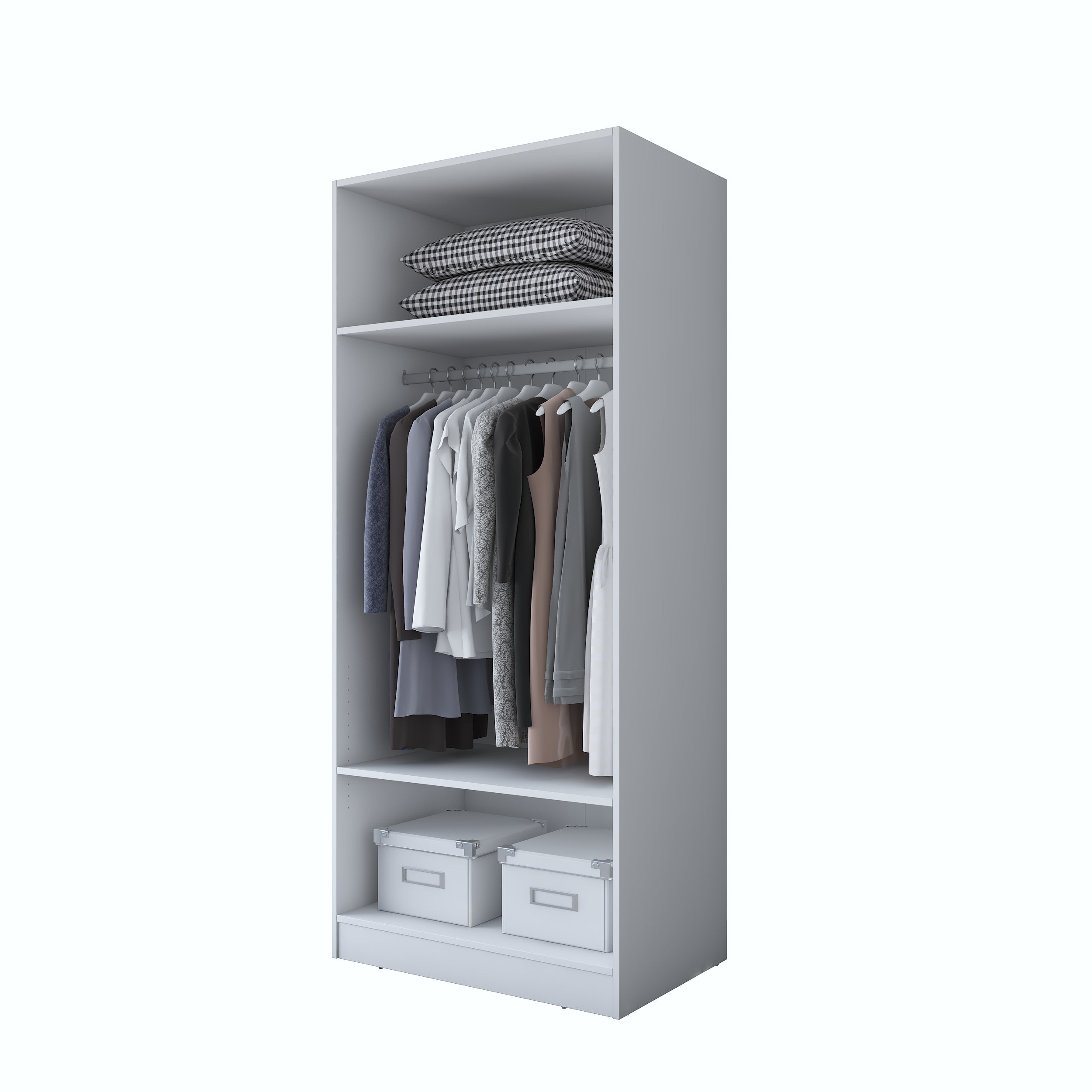 Rani BA189 beyaz gardırop membran kapaklı 2 kapaklı elbise dolabı