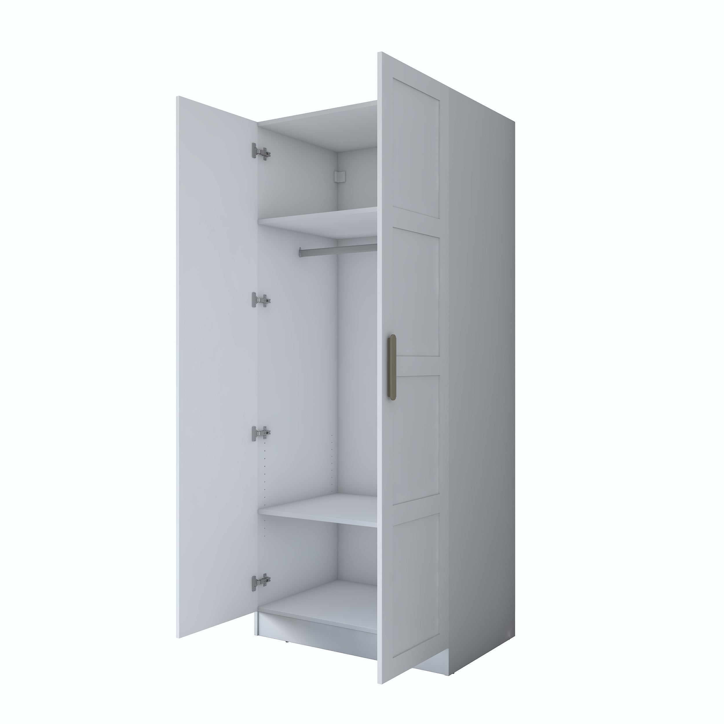 Rani BA189 beyaz gardırop membran kapaklı 2 kapaklı elbise dolabı