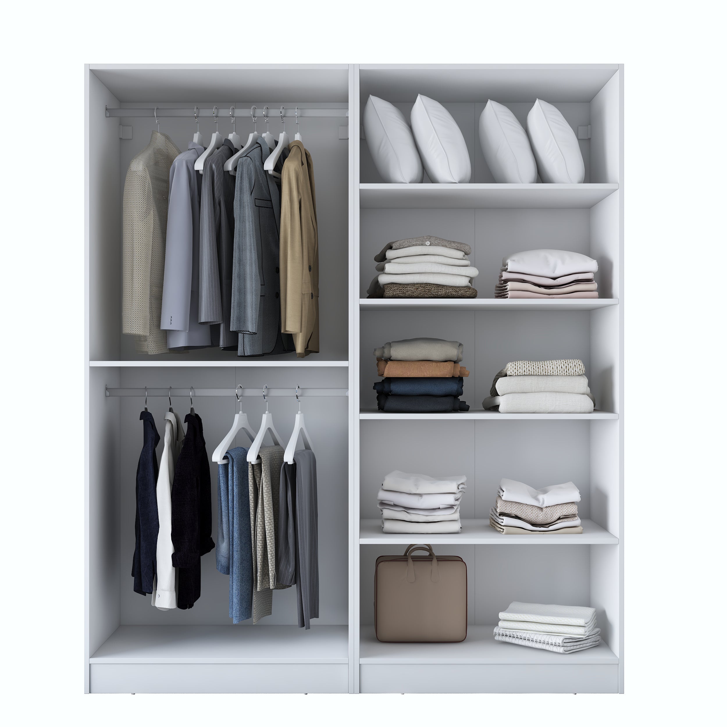 Rani BA194 beyaz gardırop 4 kapaklı membran kapaklı elbise dolabı