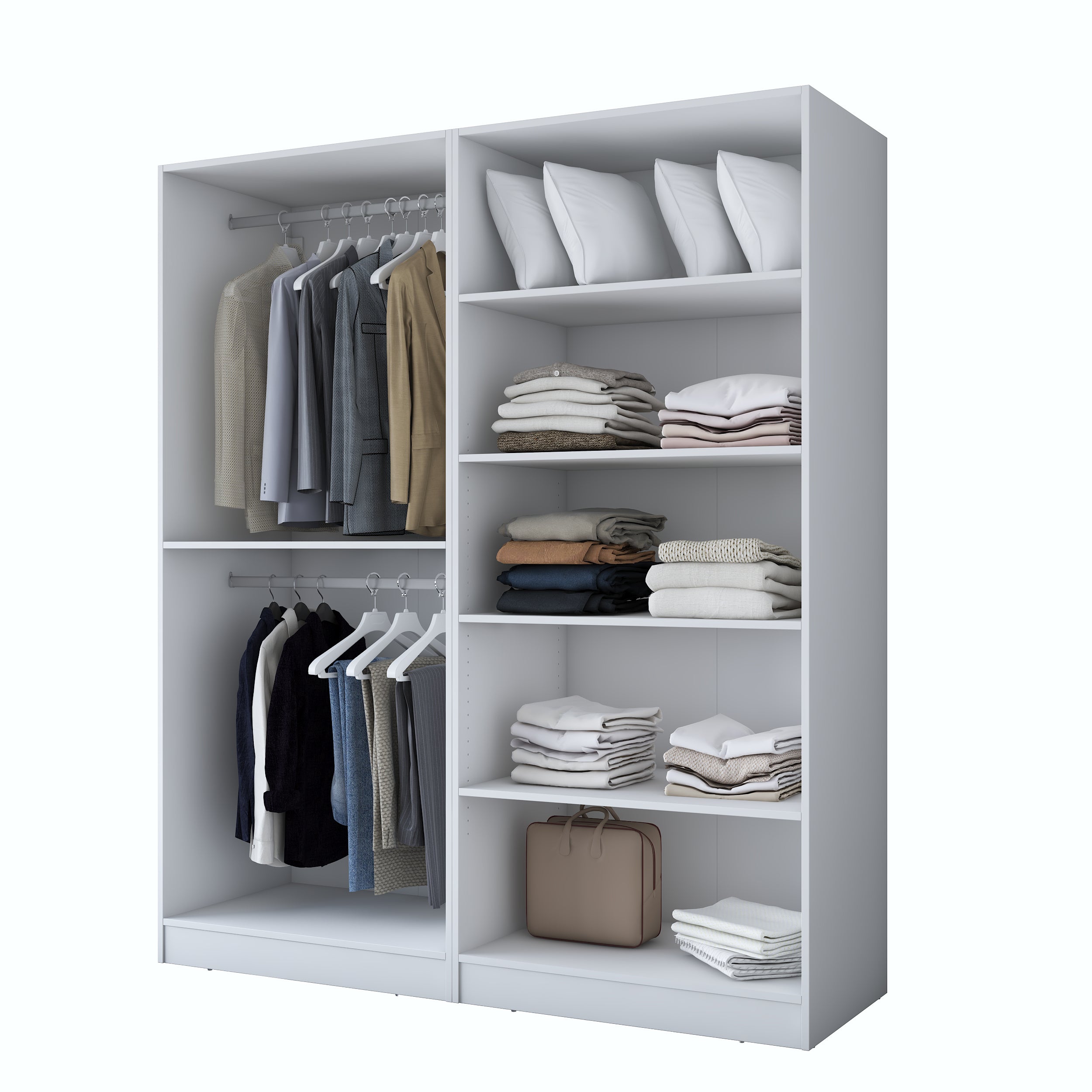 Rani BA194 beyaz gardırop 4 kapaklı membran kapaklı elbise dolabı