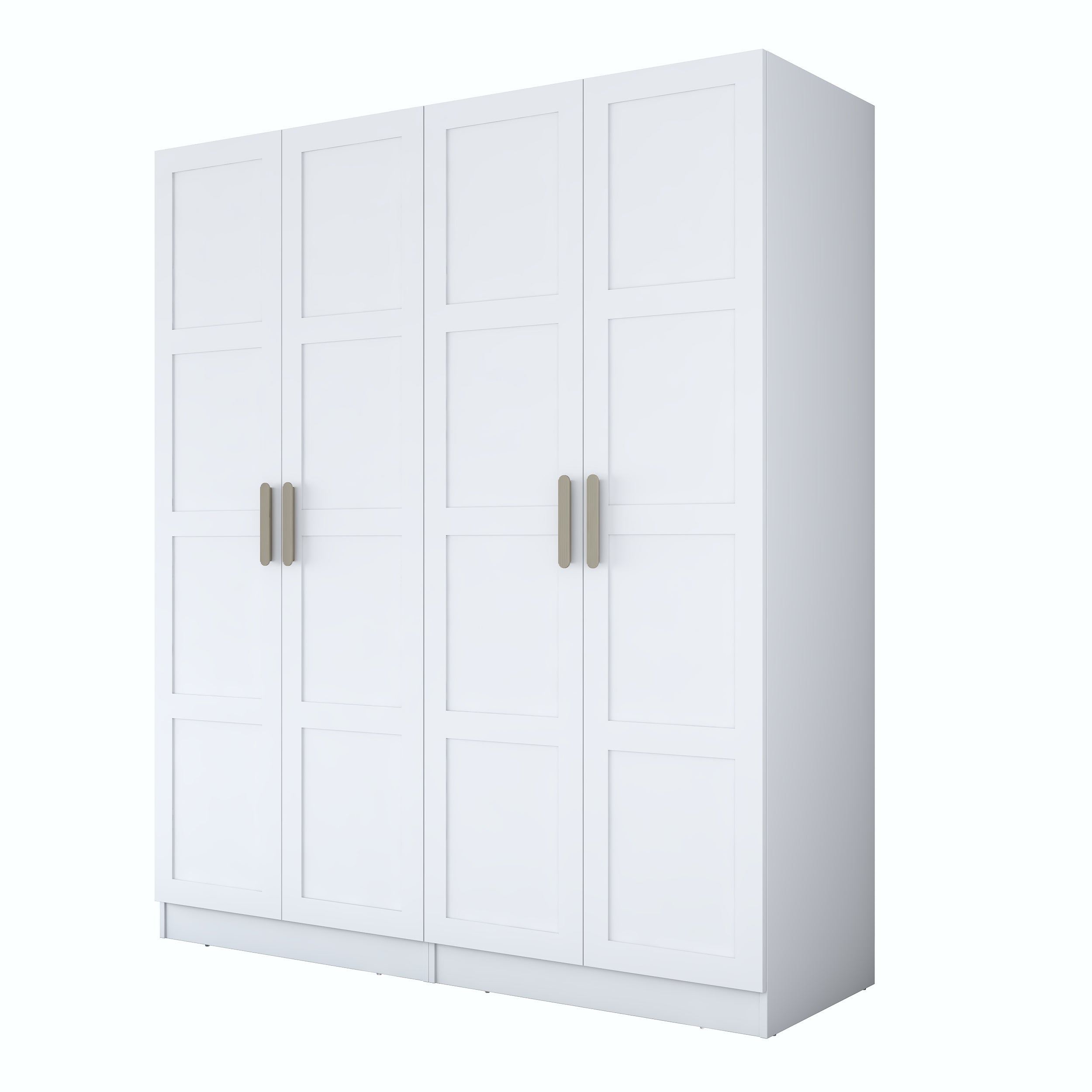 Rani BA194 beyaz gardırop 4 kapaklı membran kapaklı elbise dolabı