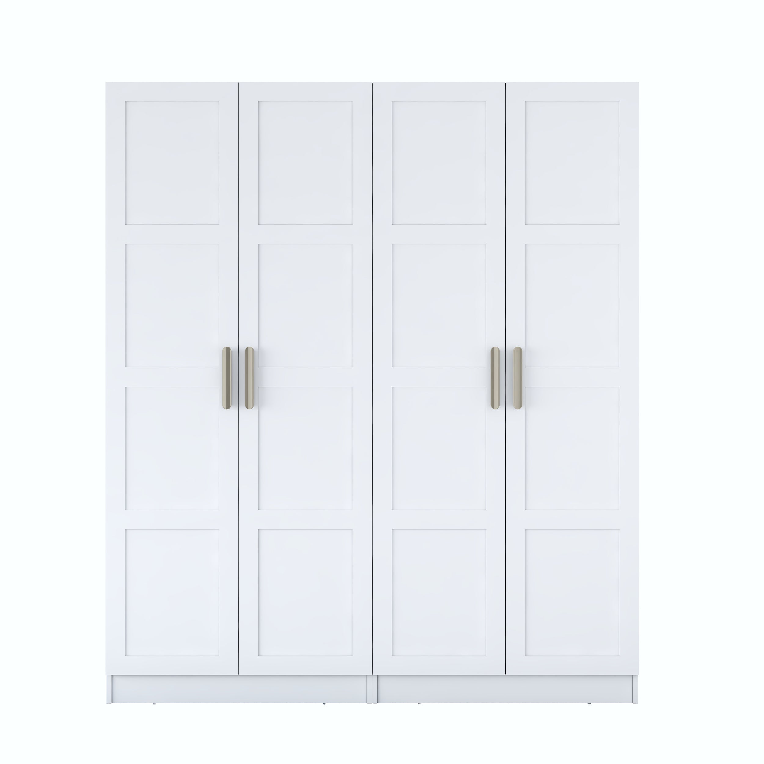 Rani BA194 beyaz gardırop 4 kapaklı membran kapaklı elbise dolabı