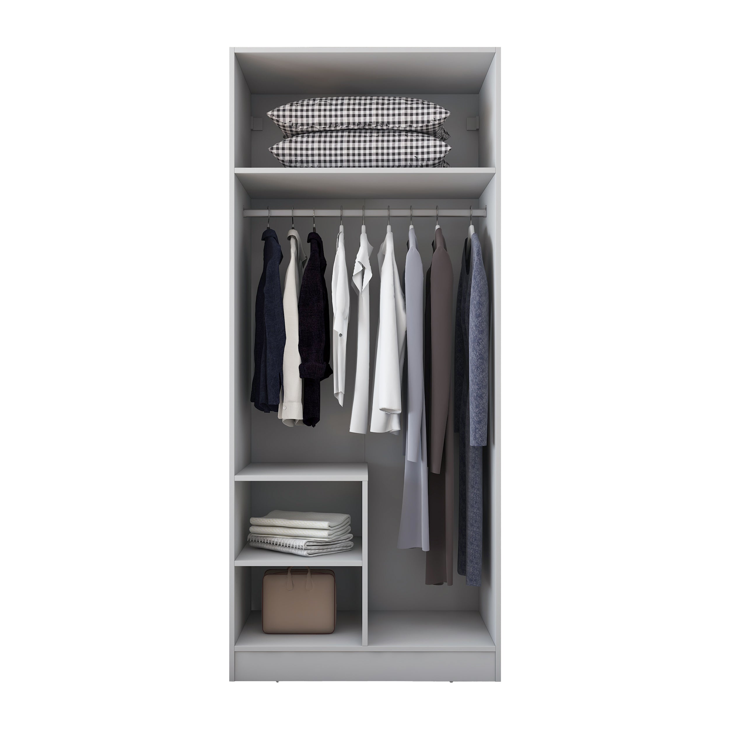 Rani BA169 Gardırop 2 Kapaklı 2 Raflı Elbise Dolabı Beyaz