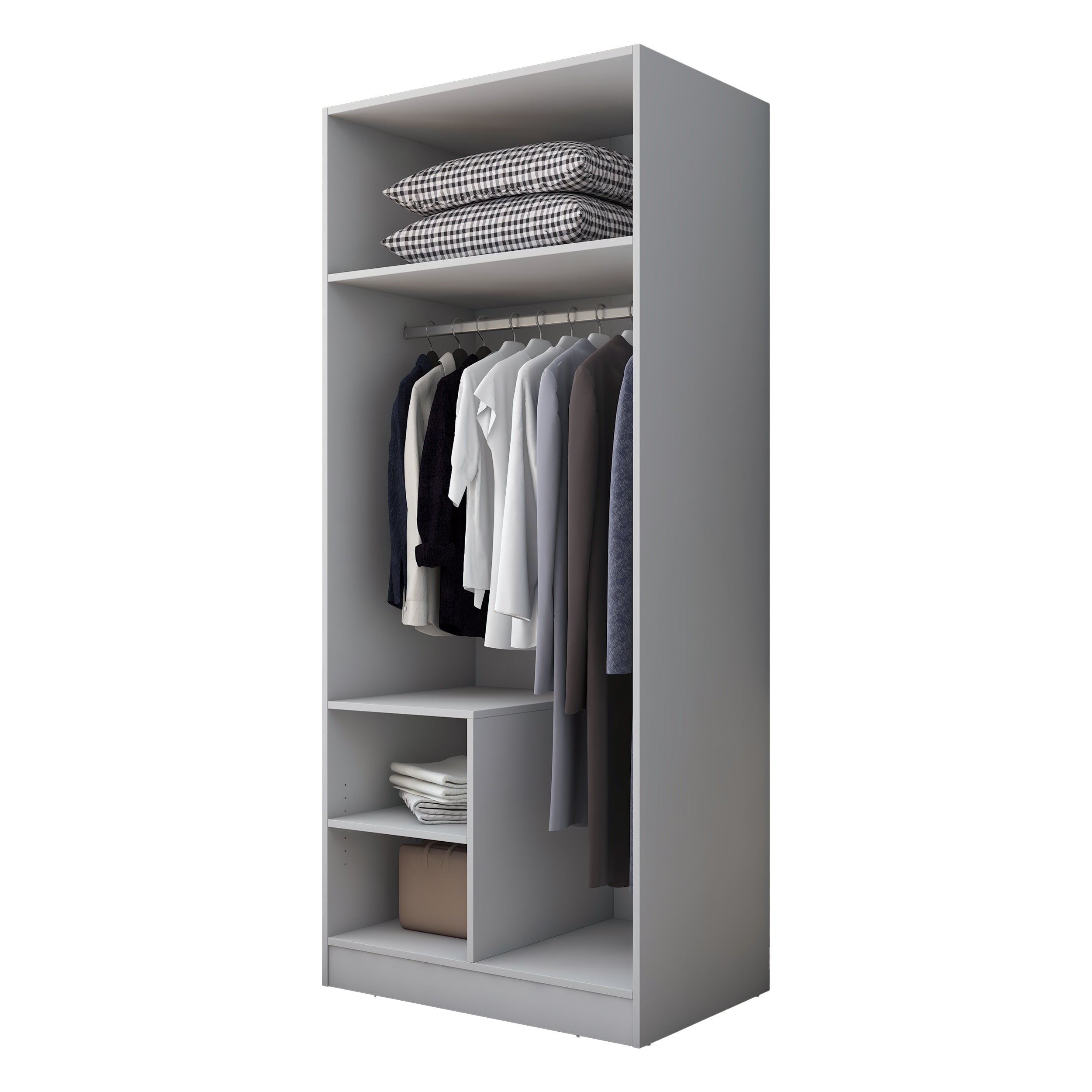 Rani BA169 Gardırop 2 Kapaklı 2 Raflı Elbise Dolabı Beyaz