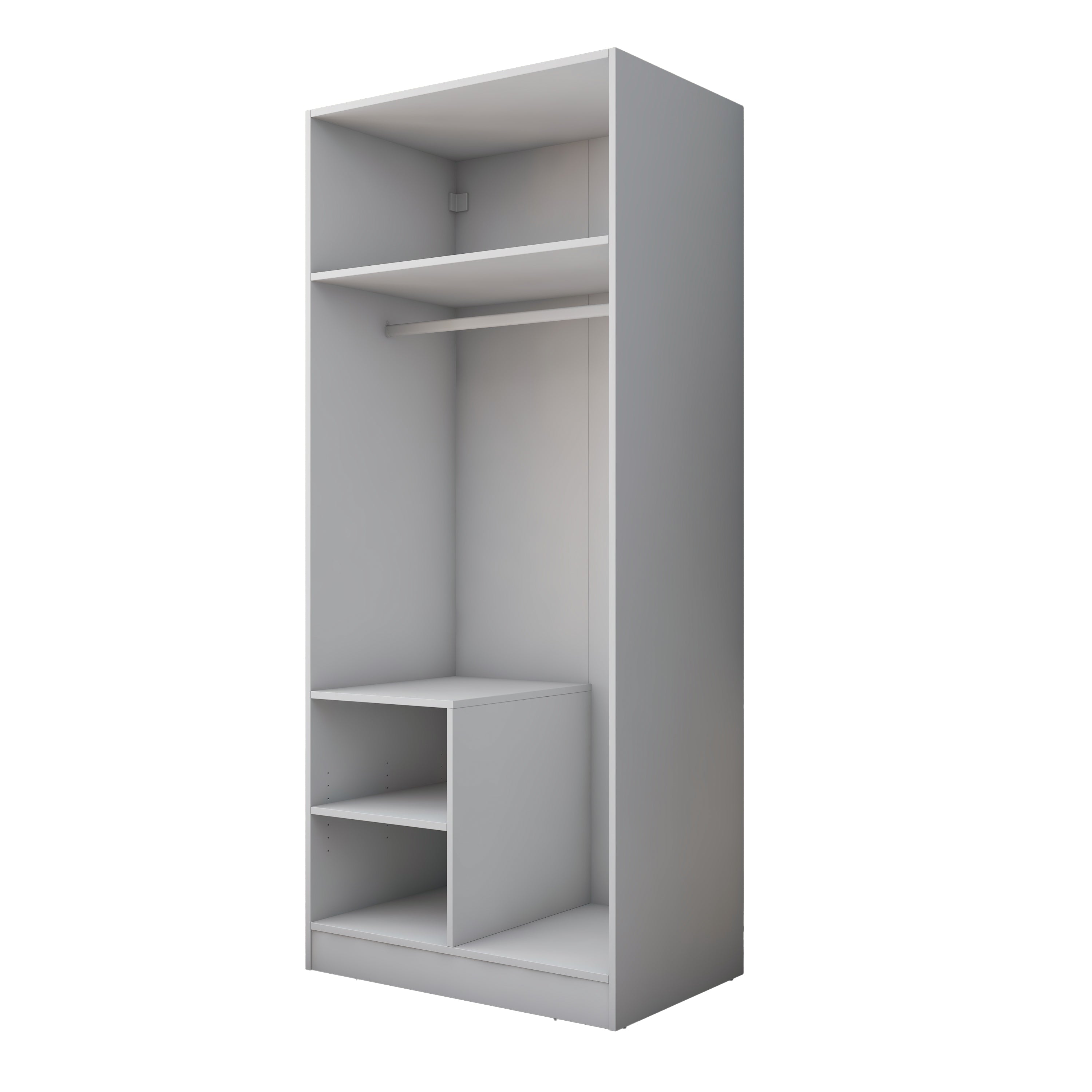 Rani BA169 Gardırop 2 Kapaklı 2 Raflı Elbise Dolabı Beyaz