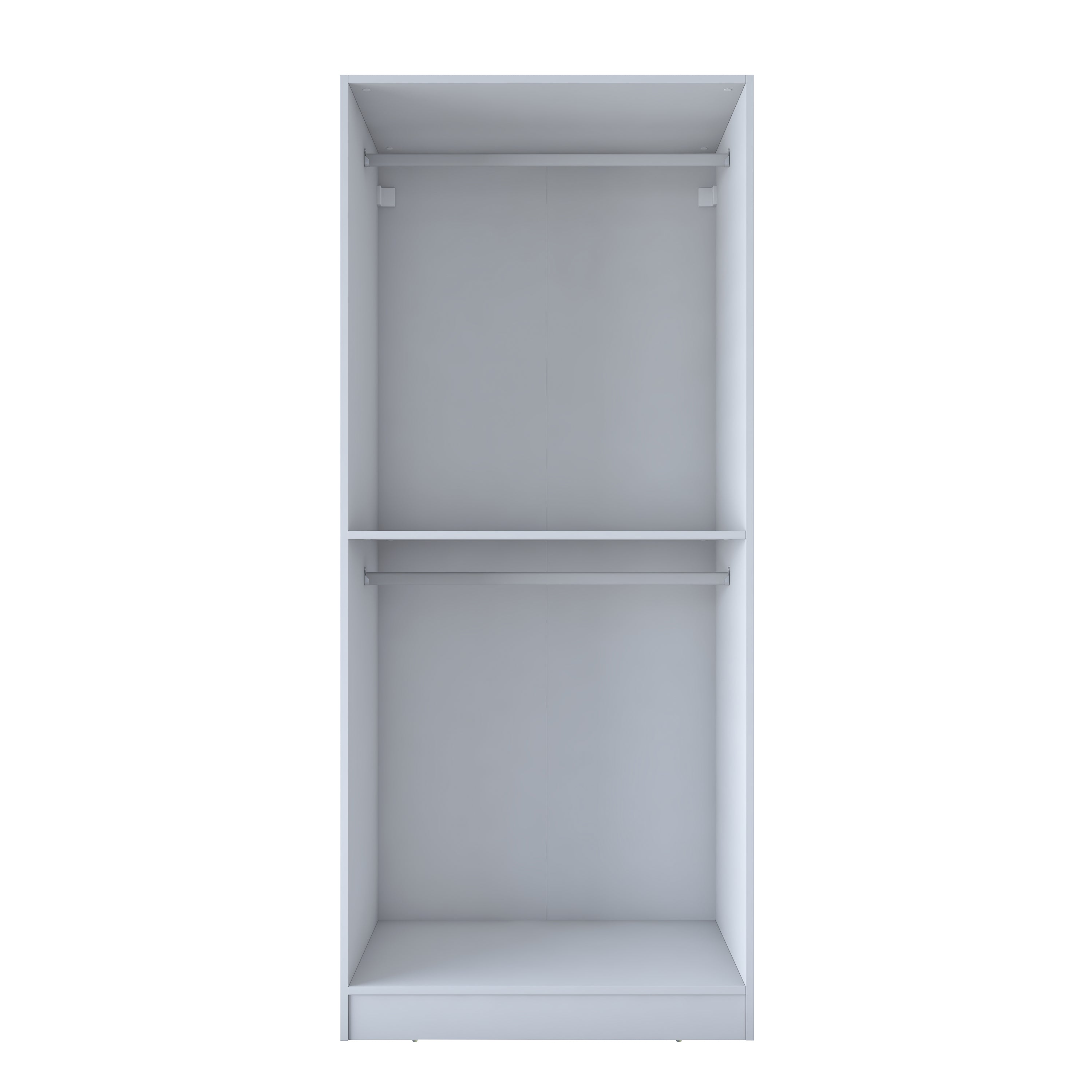 Rani BA201 Membran Kapaklı Gardırop Raflı 2 Askılı 2 Kapaklı Elbise Dolabı Beyaz