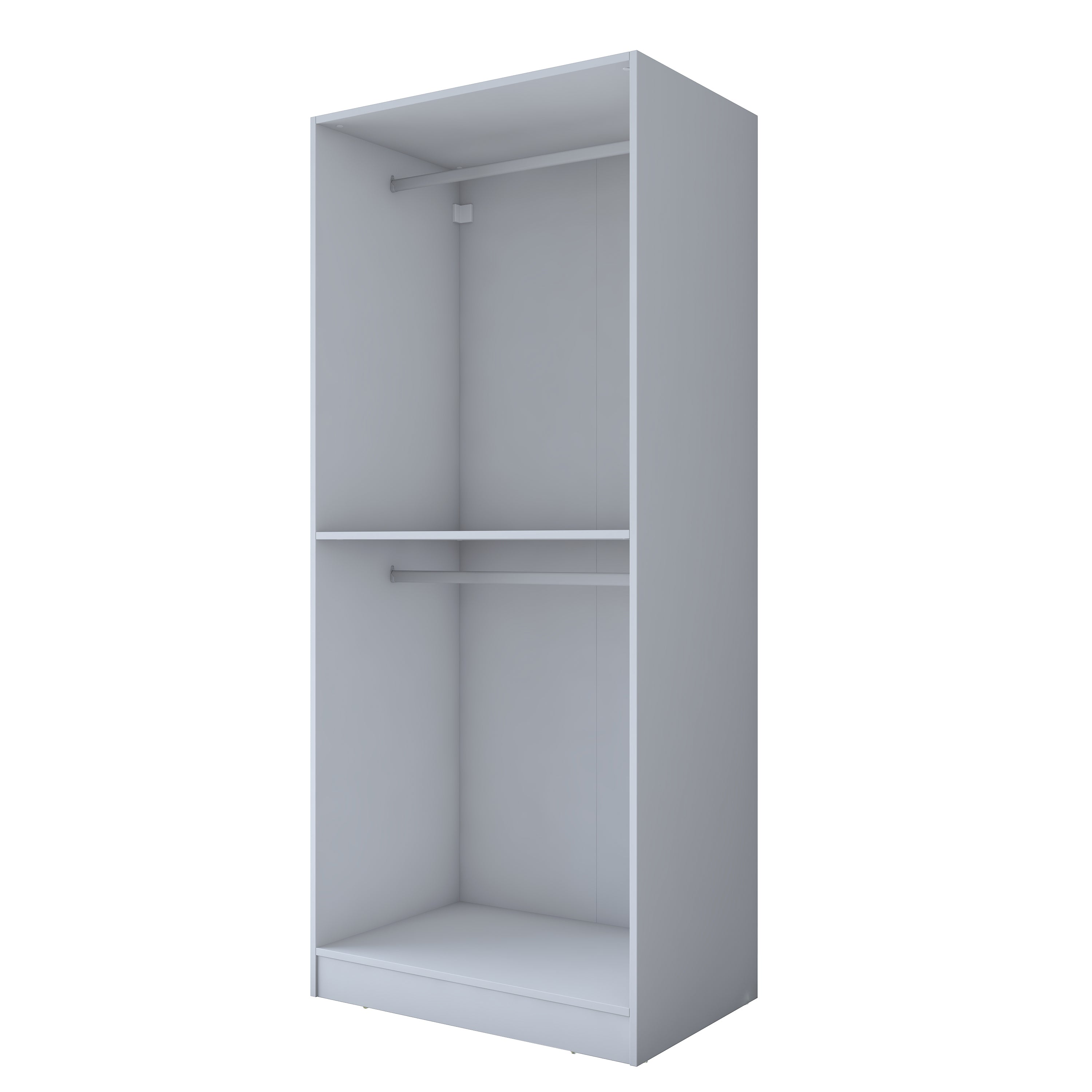 Rani BA201 Membran Kapaklı Gardırop Raflı 2 Askılı 2 Kapaklı Elbise Dolabı Beyaz