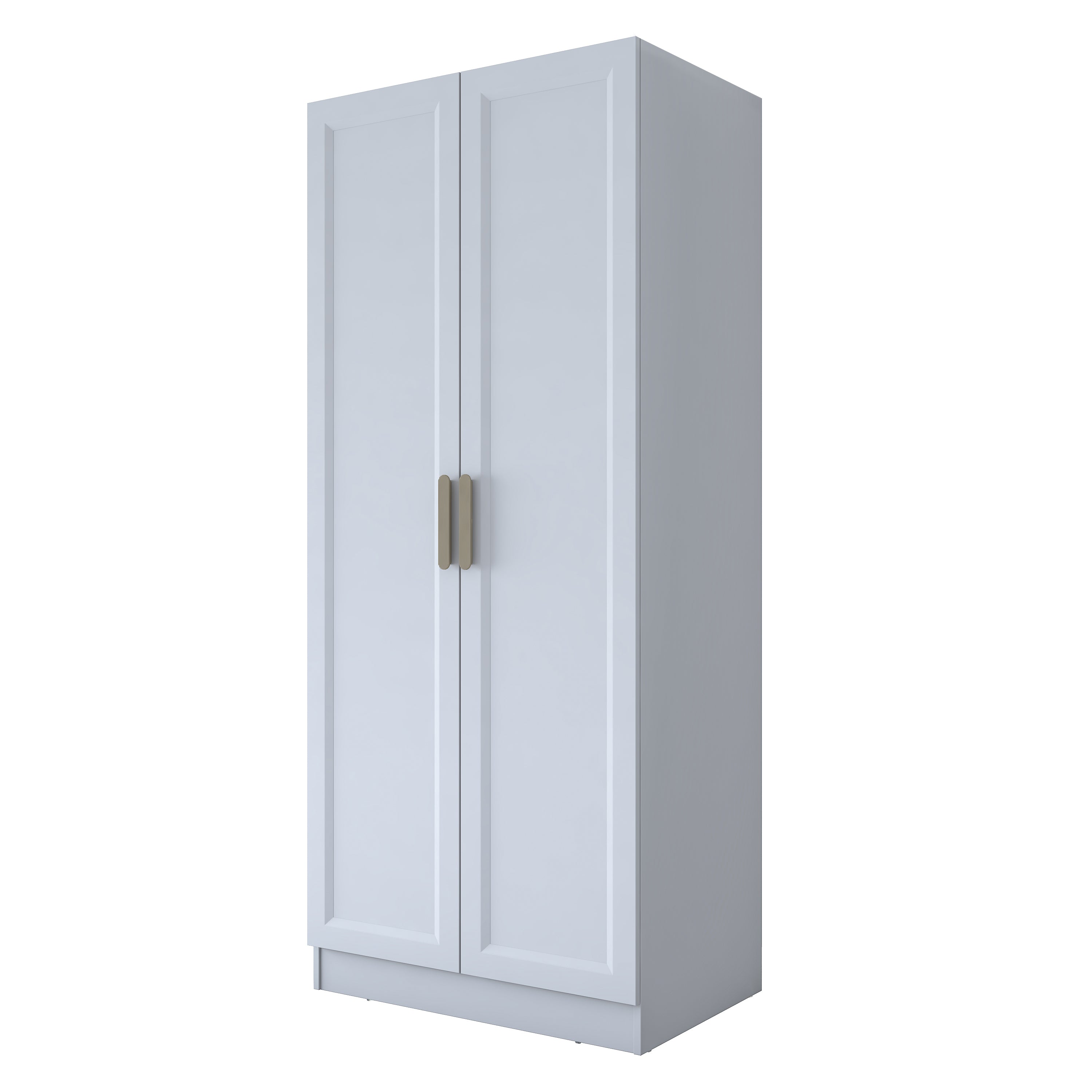 Rani BA201 Membran Kapaklı Gardırop Raflı 2 Askılı 2 Kapaklı Elbise Dolabı Beyaz