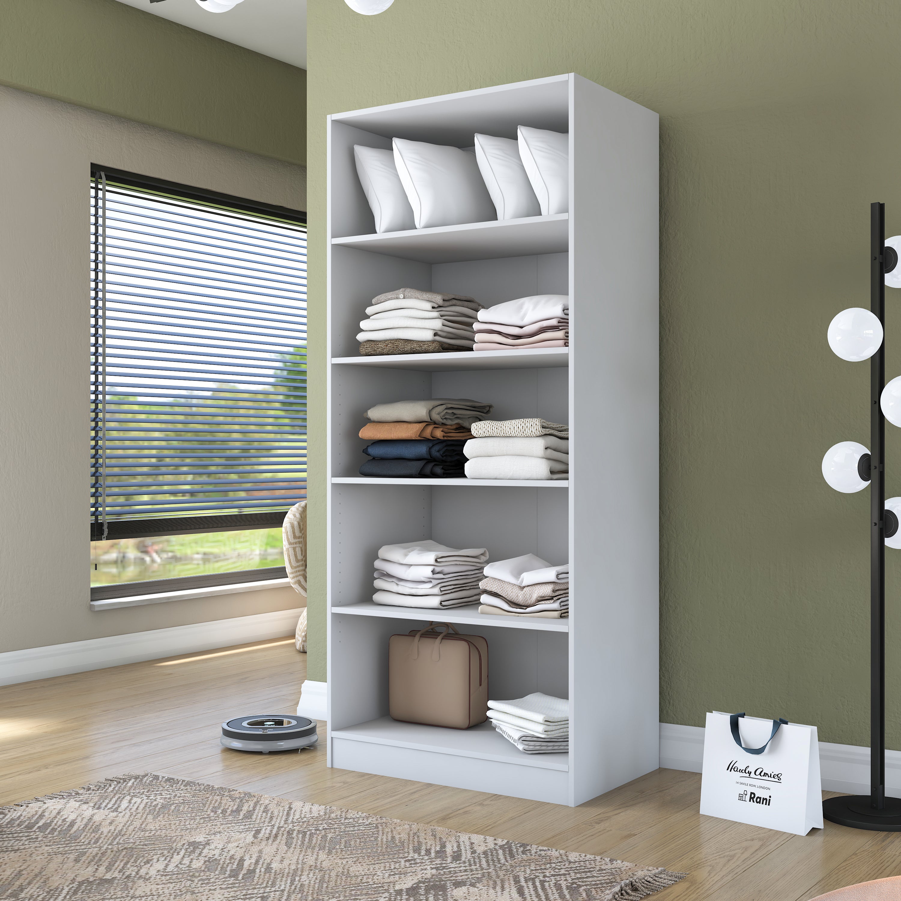 Rani BA202 Membran Kapaklı Gardırop 4 Raflı 2 Kapaklı Elbise Dolabı Beyaz