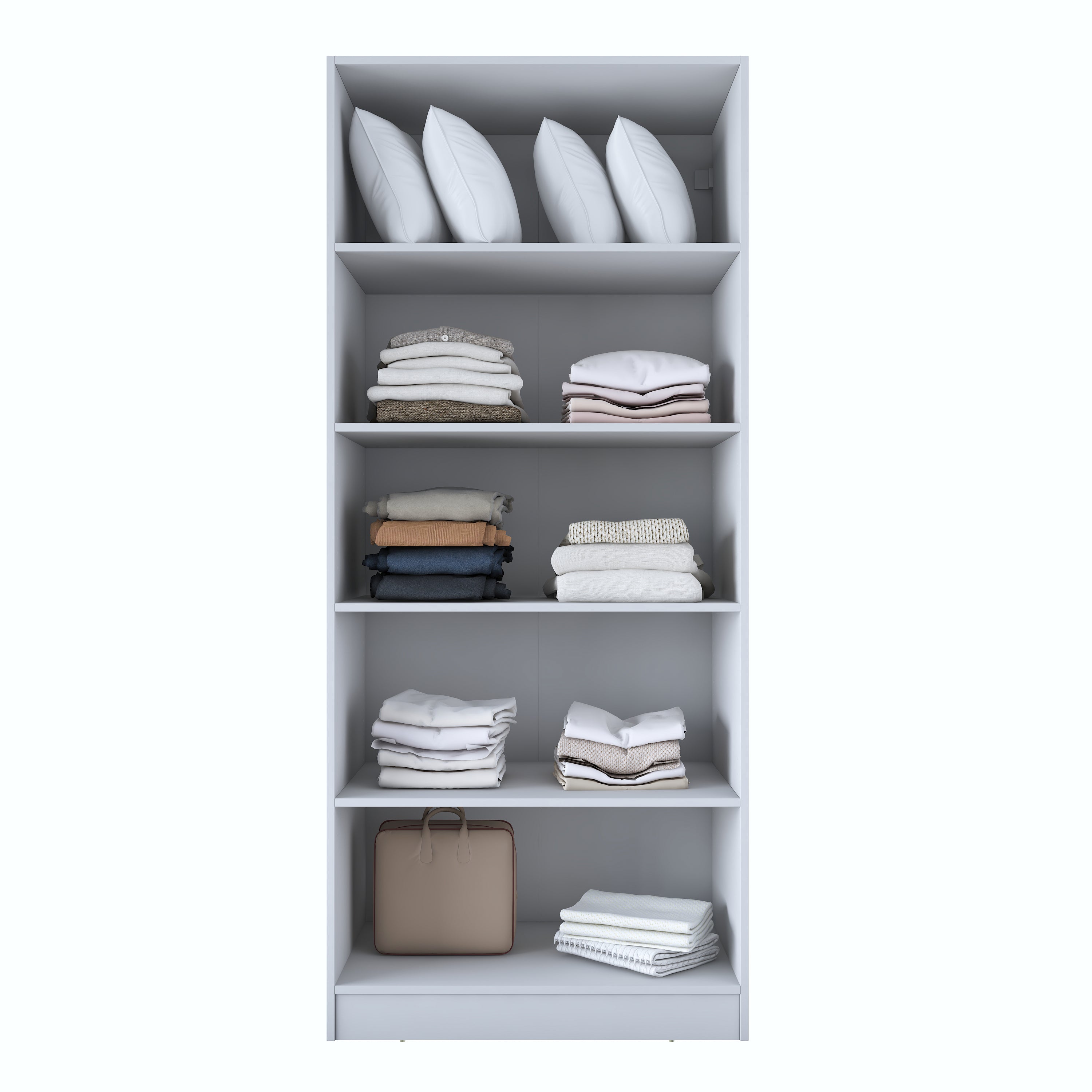 Rani BA202 Membran Kapaklı Gardırop 4 Raflı 2 Kapaklı Elbise Dolabı Beyaz