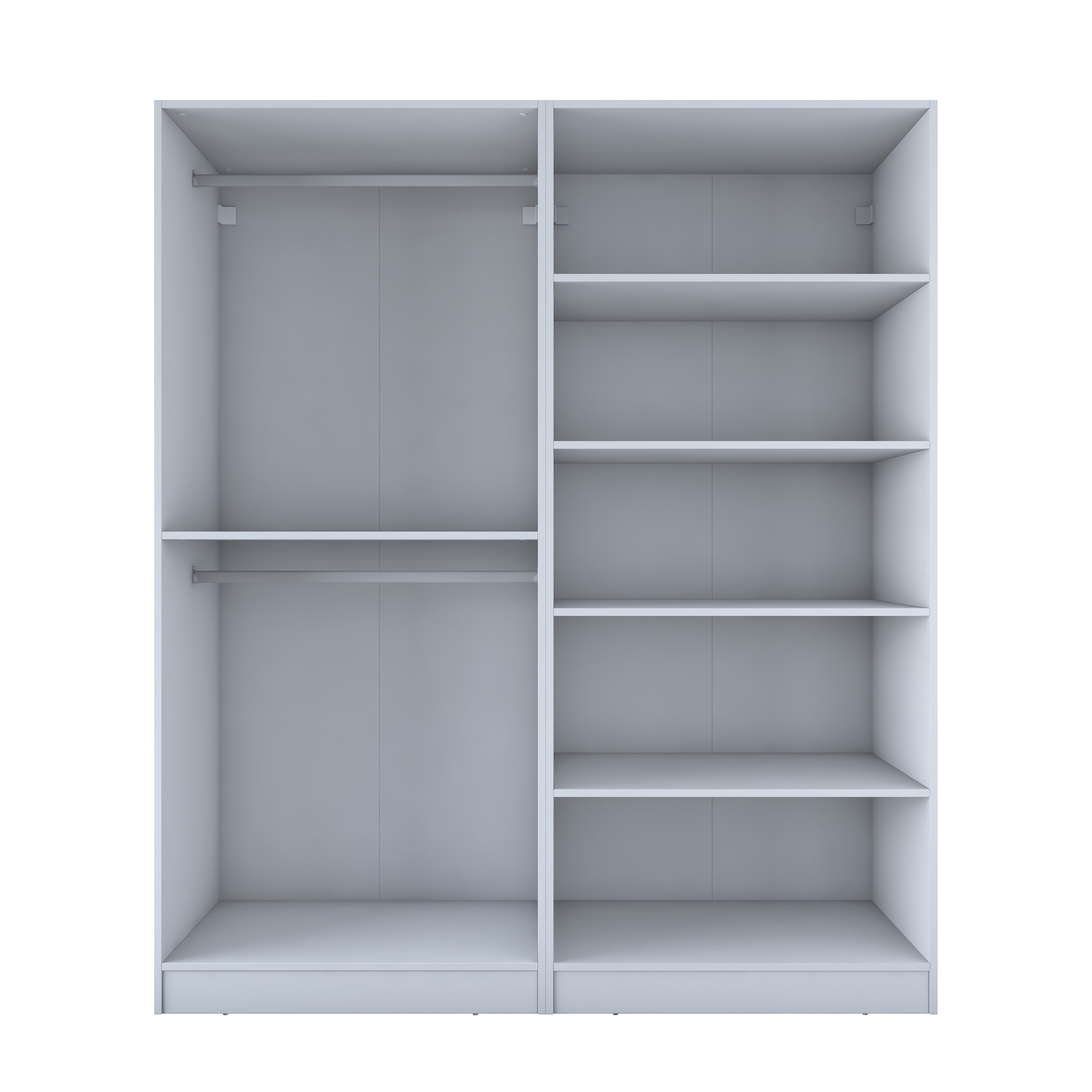 Rani BA208 Membran Kapaklı Gardırop 5 Raflı 2 Askılı 4 Kapaklı Elbise Dolabı Beyaz