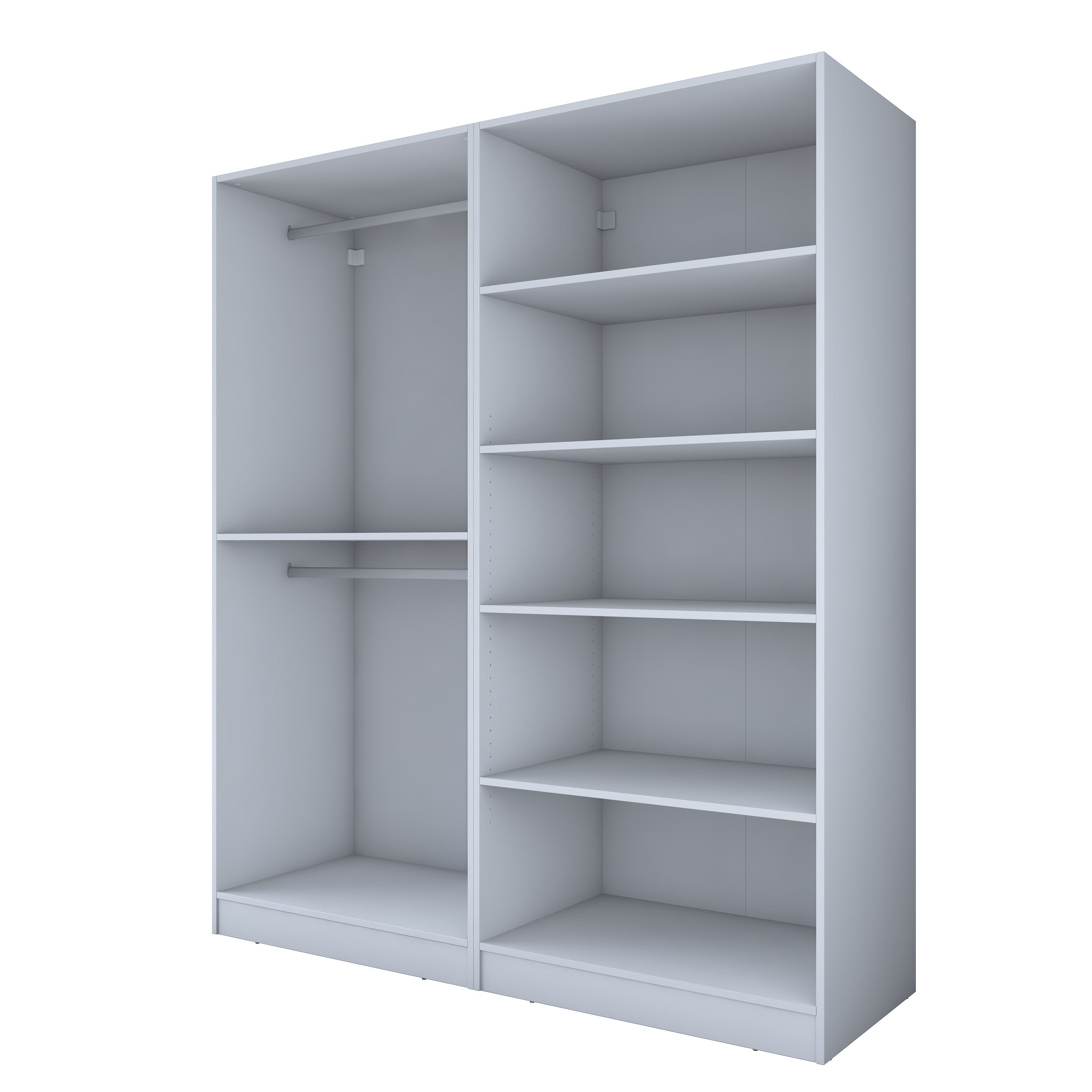 Rani BA208 Membran Kapaklı Gardırop 5 Raflı 2 Askılı 4 Kapaklı Elbise Dolabı Beyaz