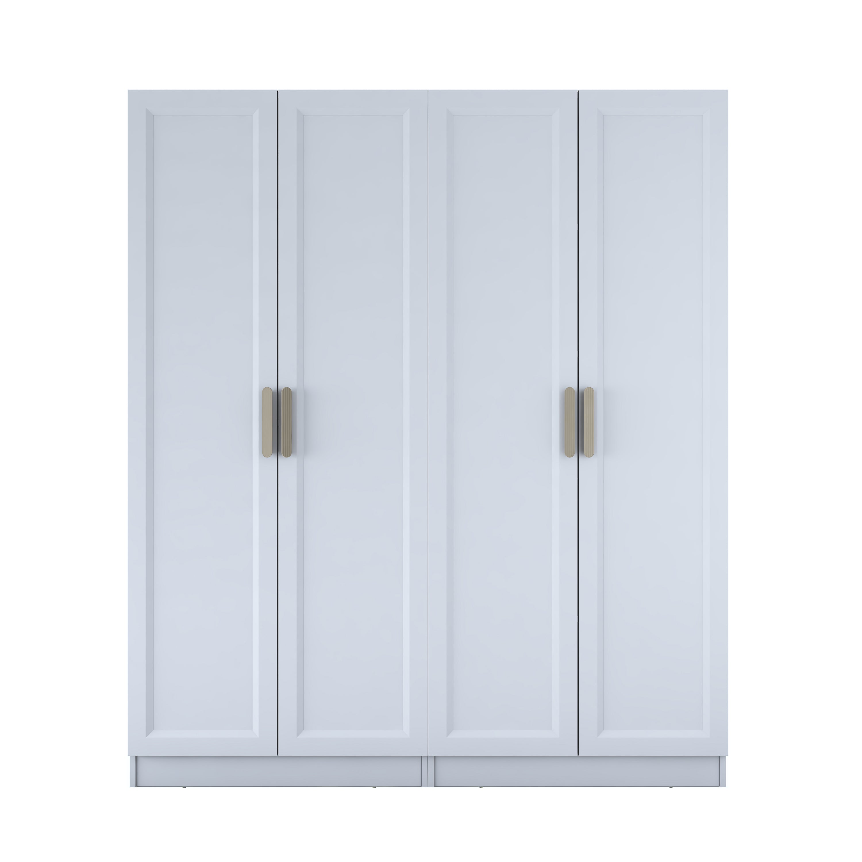 Rani BA208 Membran Kapaklı Gardırop 5 Raflı 2 Askılı 4 Kapaklı Elbise Dolabı Beyaz