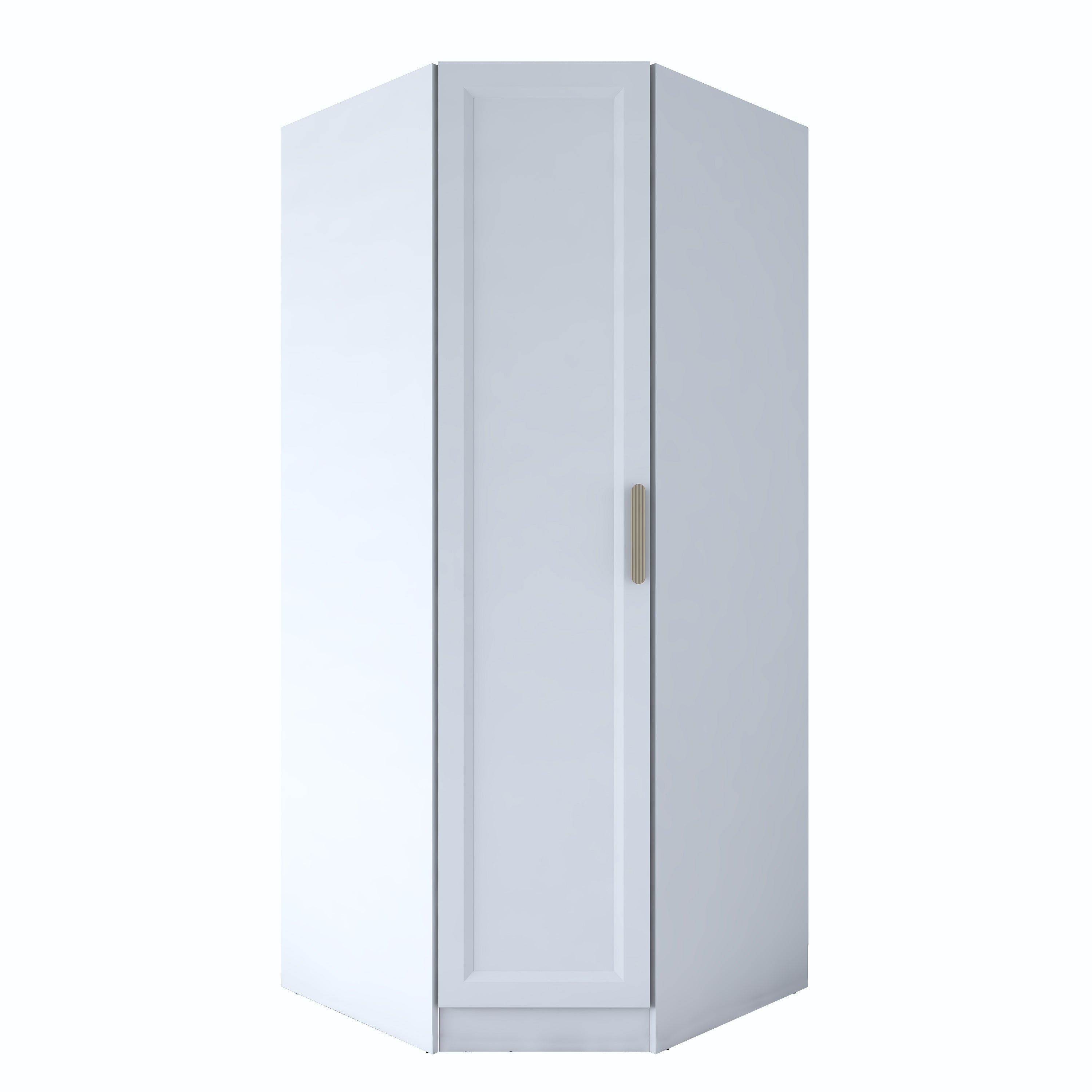 Rani BA205 Köşe Modül Gardırop Membran Kapaklı 6 Raflı Askılı Elbise Dolabı Tamamlayıcı Köşe Ünitesi Beyaz