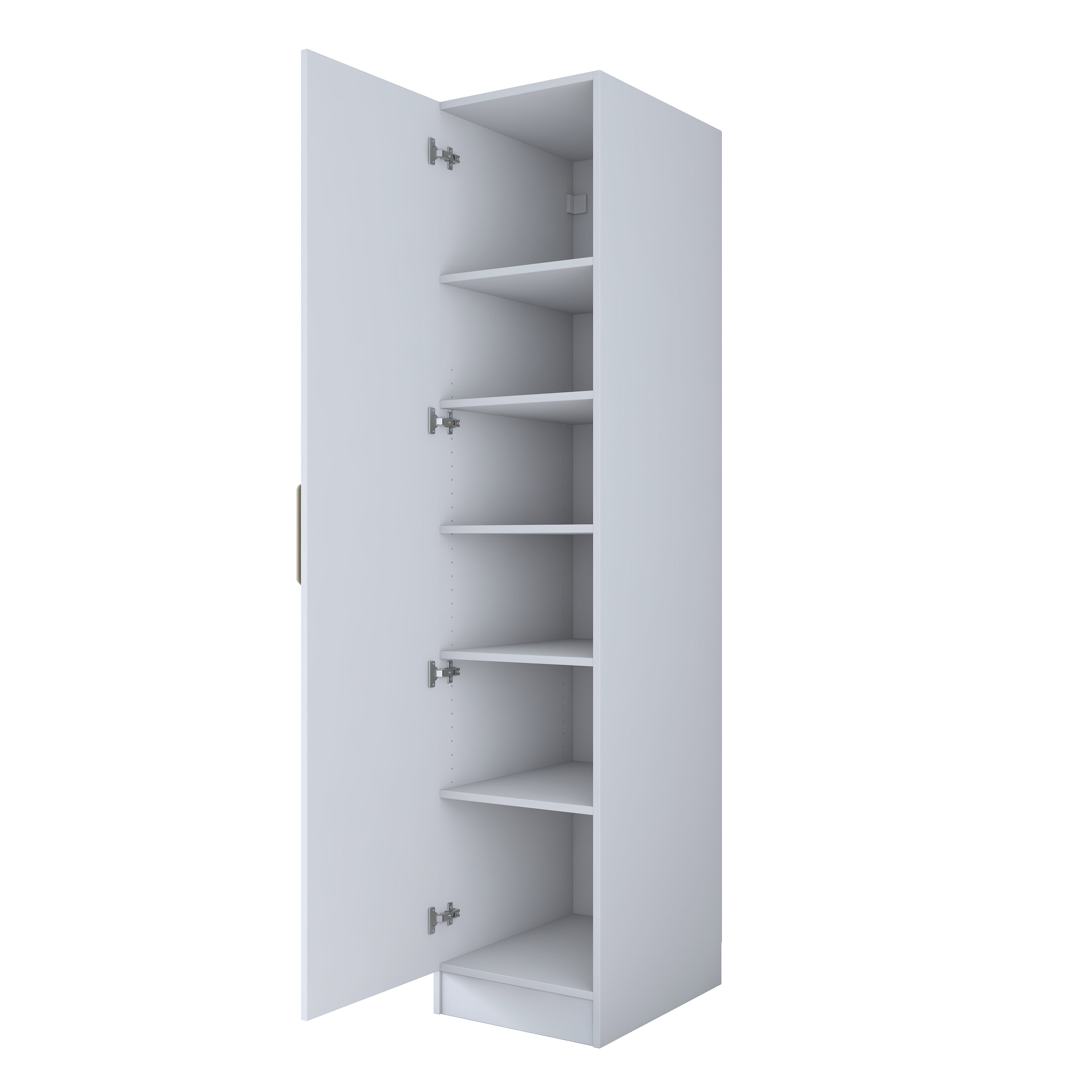 Rani BA204 Membran Kapaklı Gardırop 5 Raflı Tek Kapaklı Elbise Dolabı Beyaz