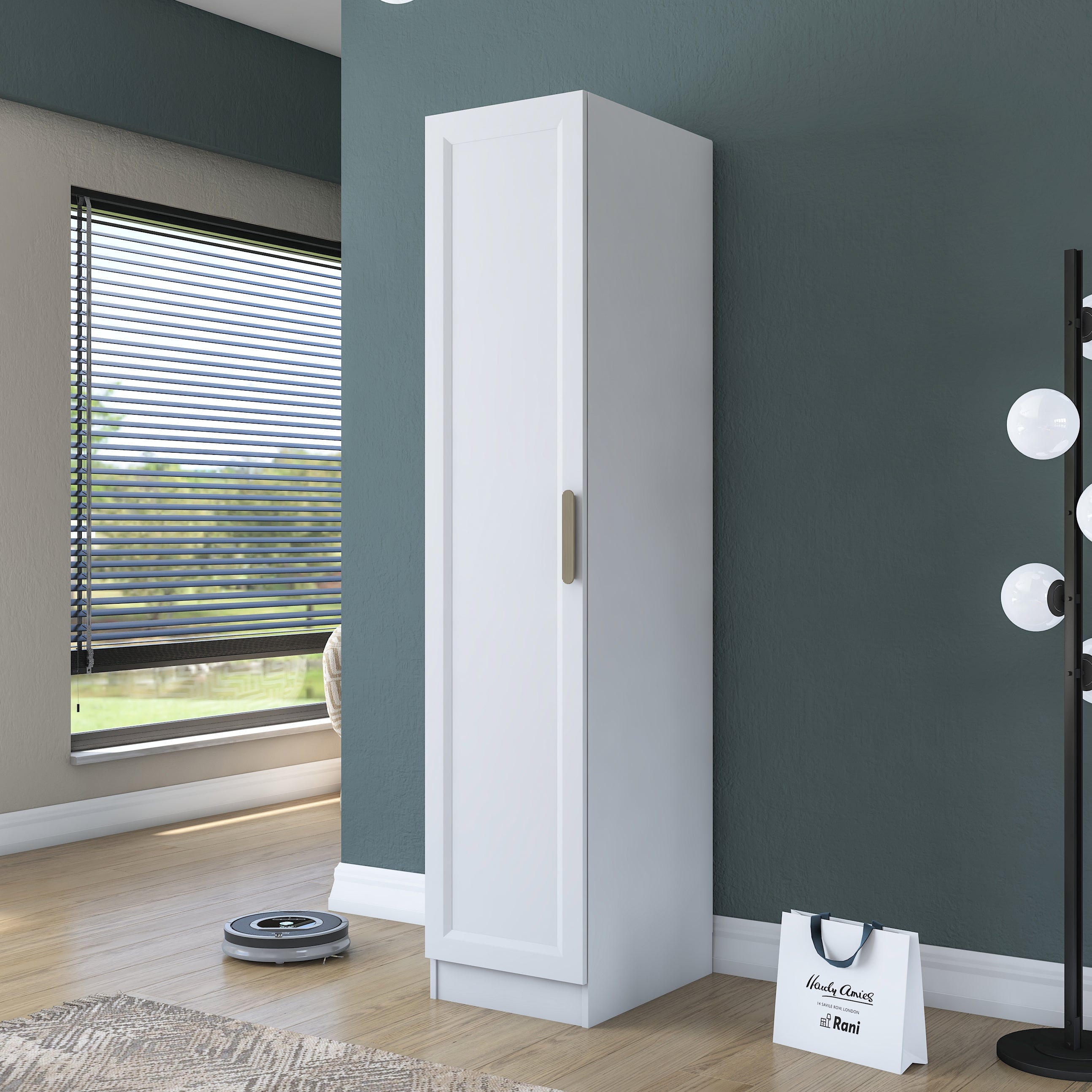 Rani BA204 Membran Kapaklı Gardırop 5 Raflı Tek Kapaklı Elbise Dolabı Beyaz