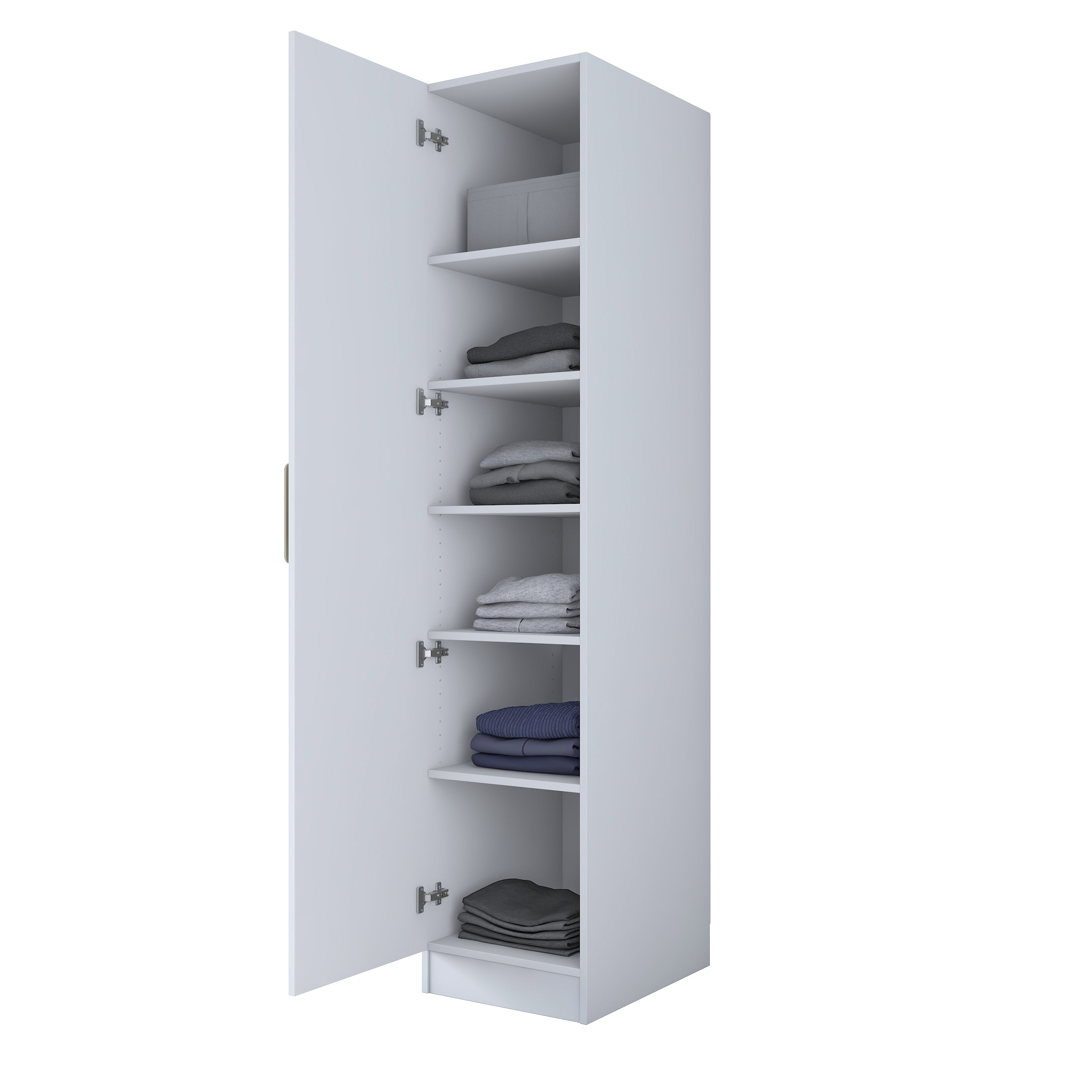 Rani BA204 Membran Kapaklı Gardırop 5 Raflı Tek Kapaklı Elbise Dolabı Beyaz