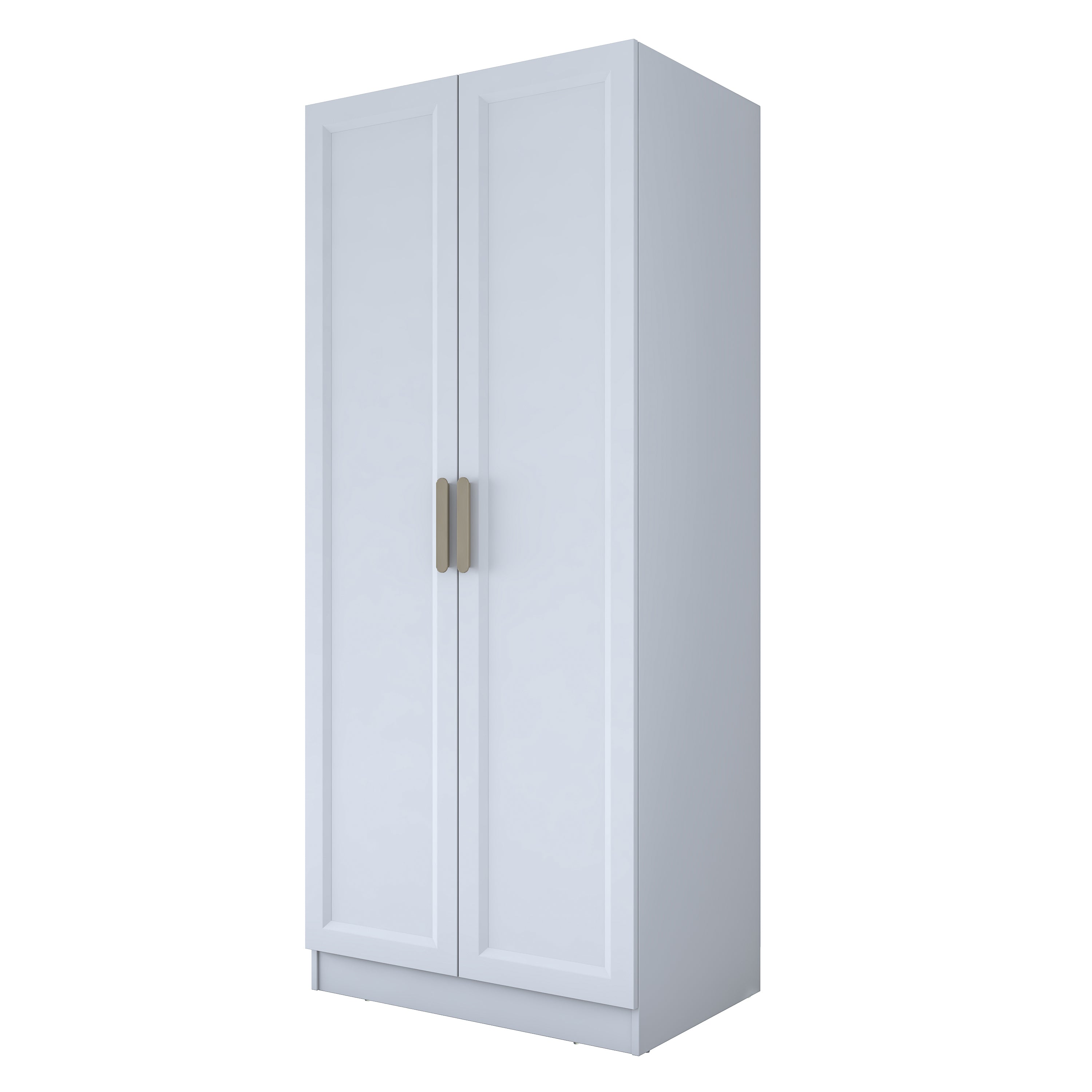 Rani BA203 Membran Kapaklı Gardırop 2 Raflı  Askılı 2 Kapaklı Elbise Dolabı Beyaz