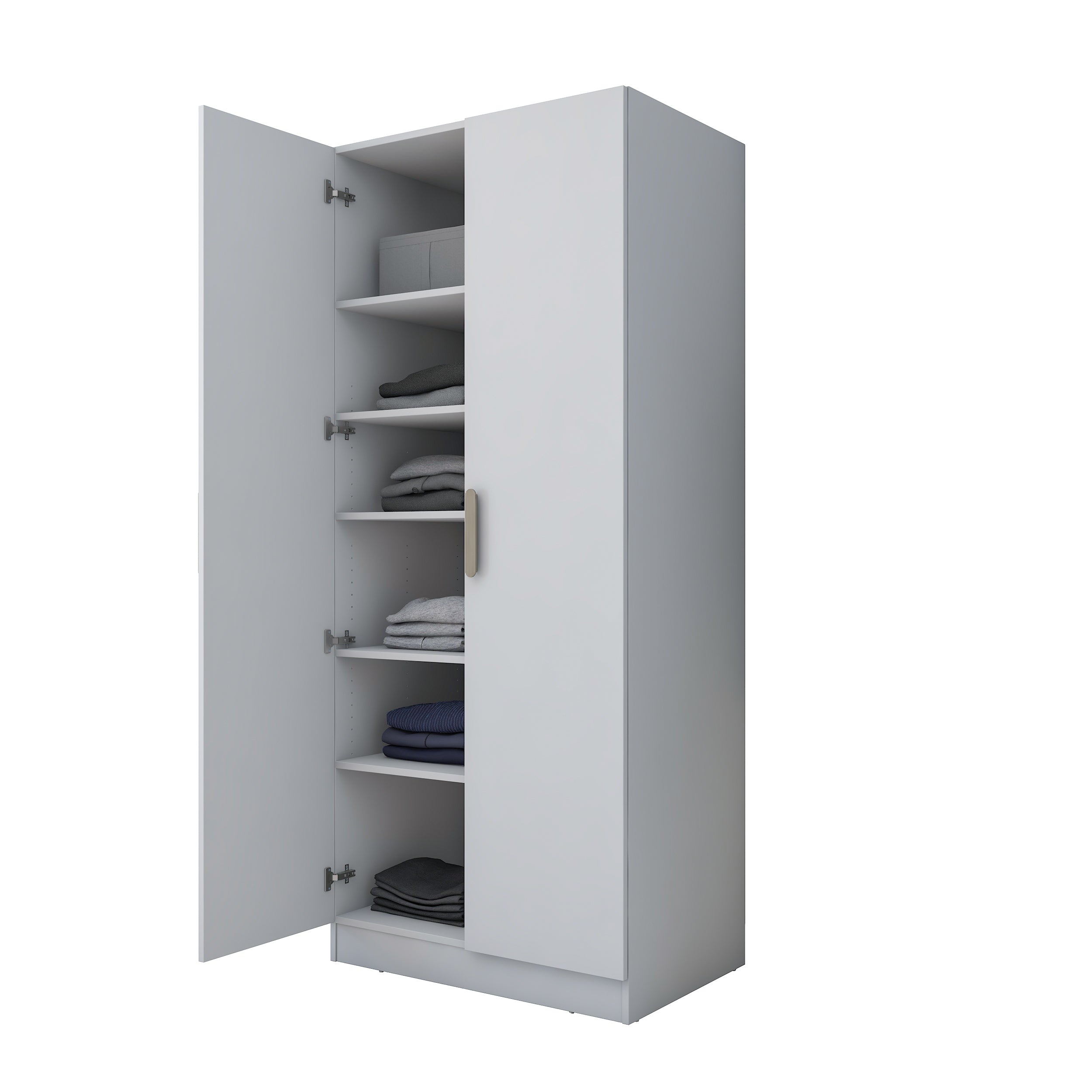 Rani BA170 Gardırop 2 Kapaklı 5 Raflı Askılı Elbise Dolabı Beyaz