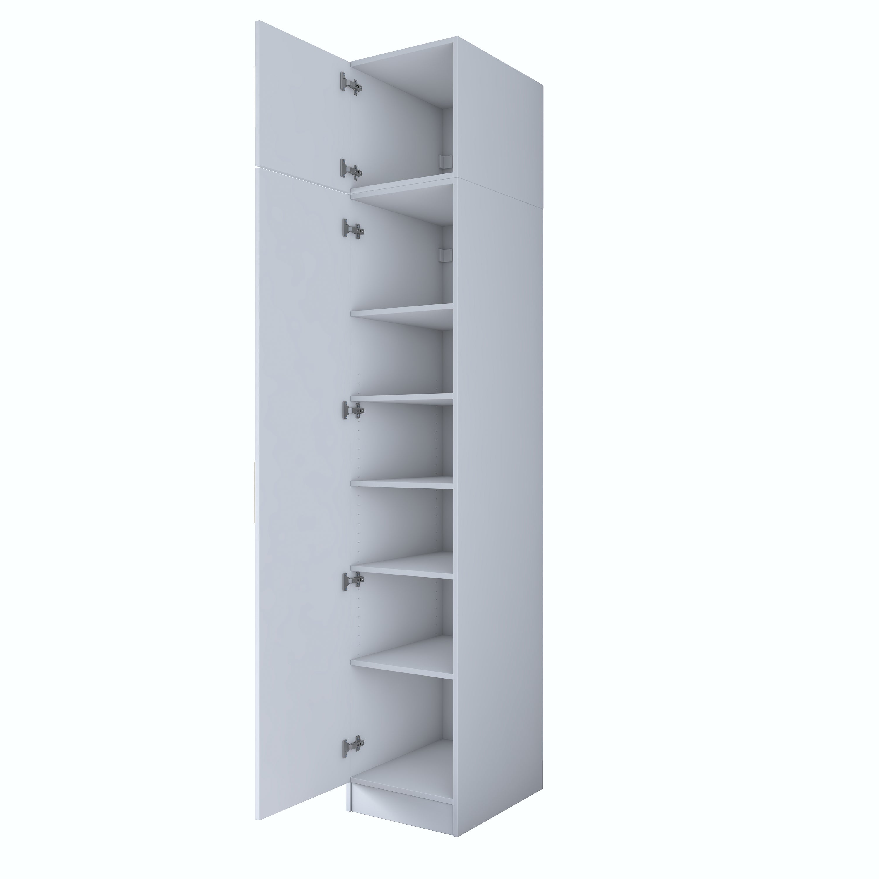 Rani BA212 Gardırop 2 Kapaklı 5 Raflı Elbise Dolabı Beyaz