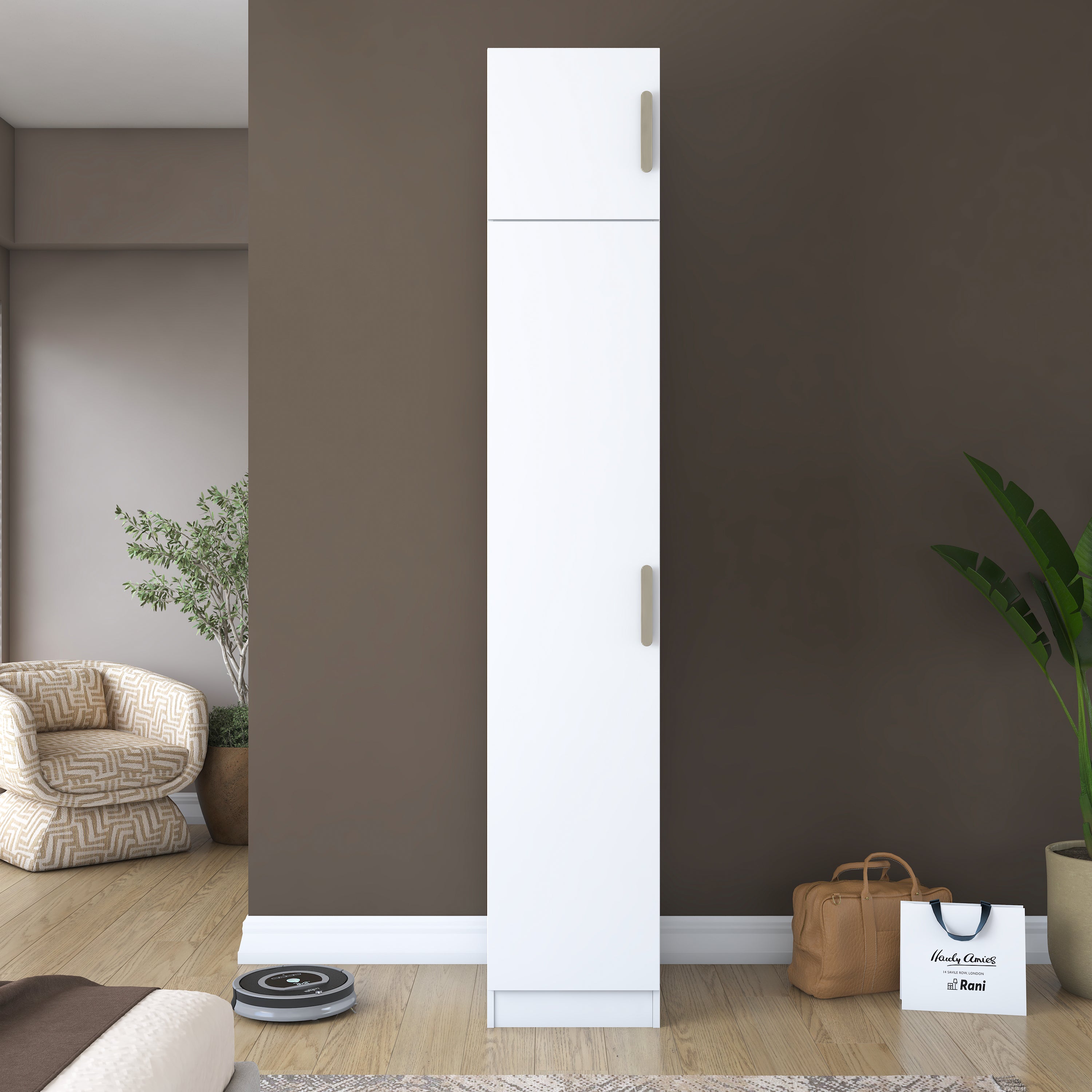 Rani BA212 Gardırop 2 Kapaklı 5 Raflı Elbise Dolabı Beyaz