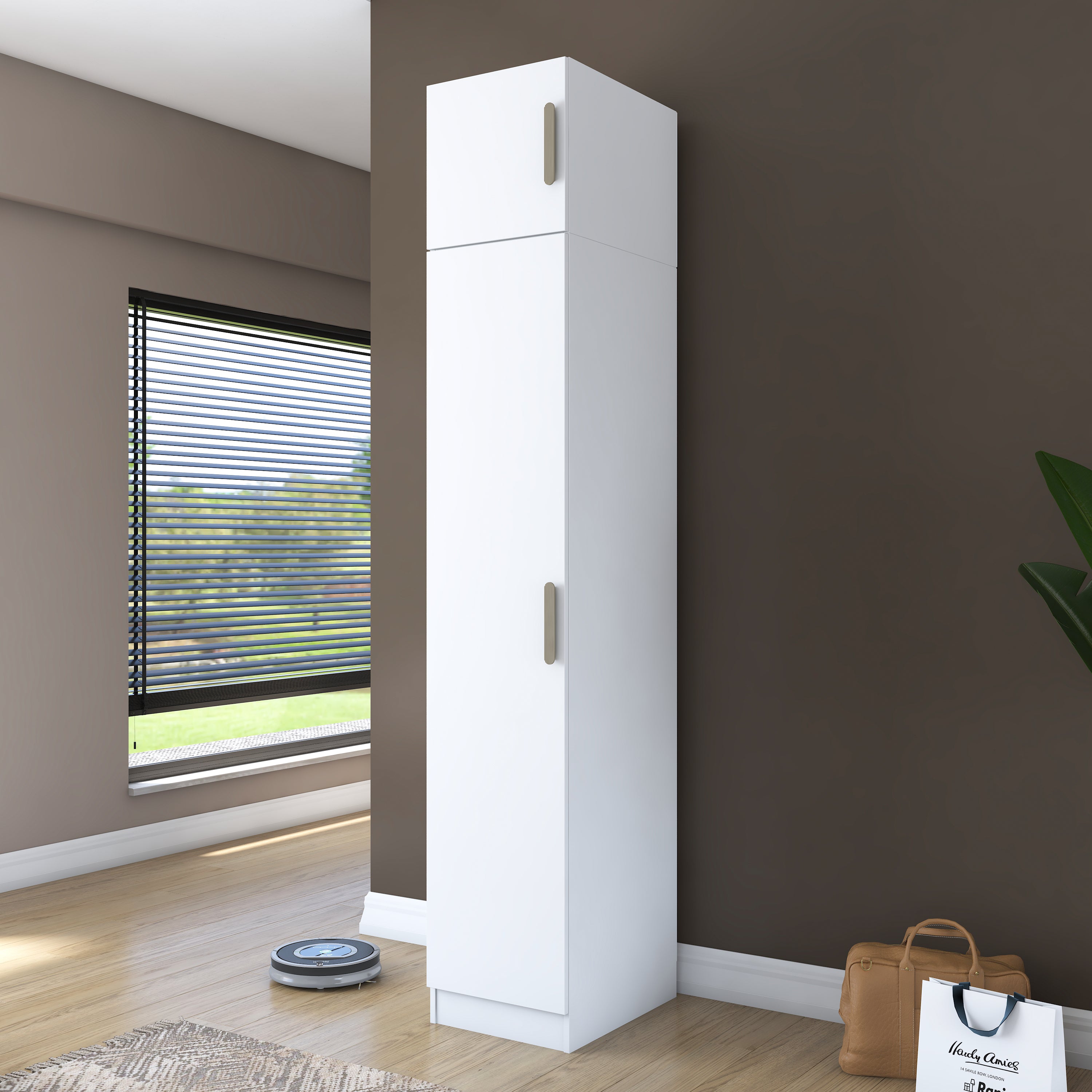 Rani BA212 Gardırop 2 Kapaklı 5 Raflı Elbise Dolabı Beyaz