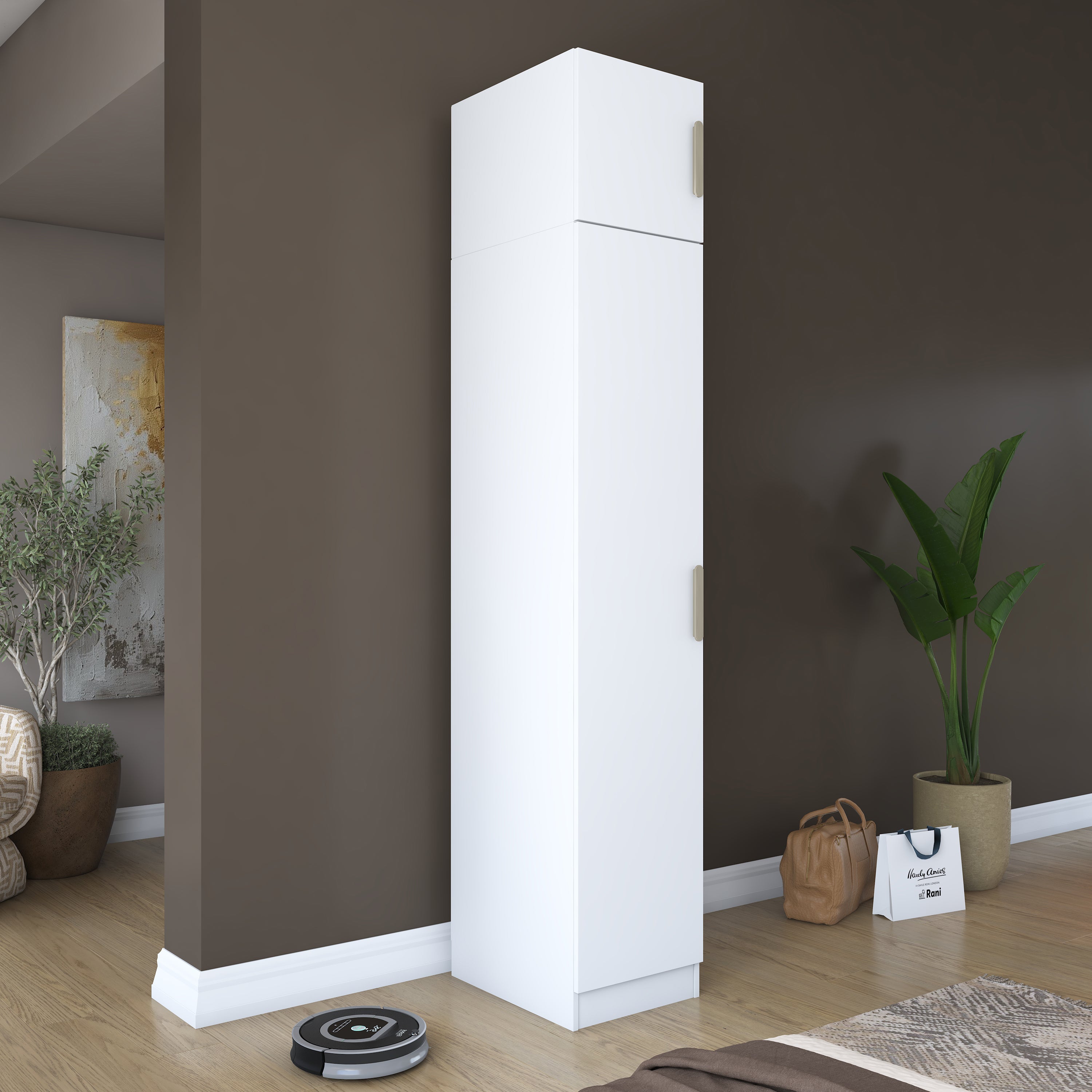 Rani BA212 Gardırop 2 Kapaklı 5 Raflı Elbise Dolabı Beyaz