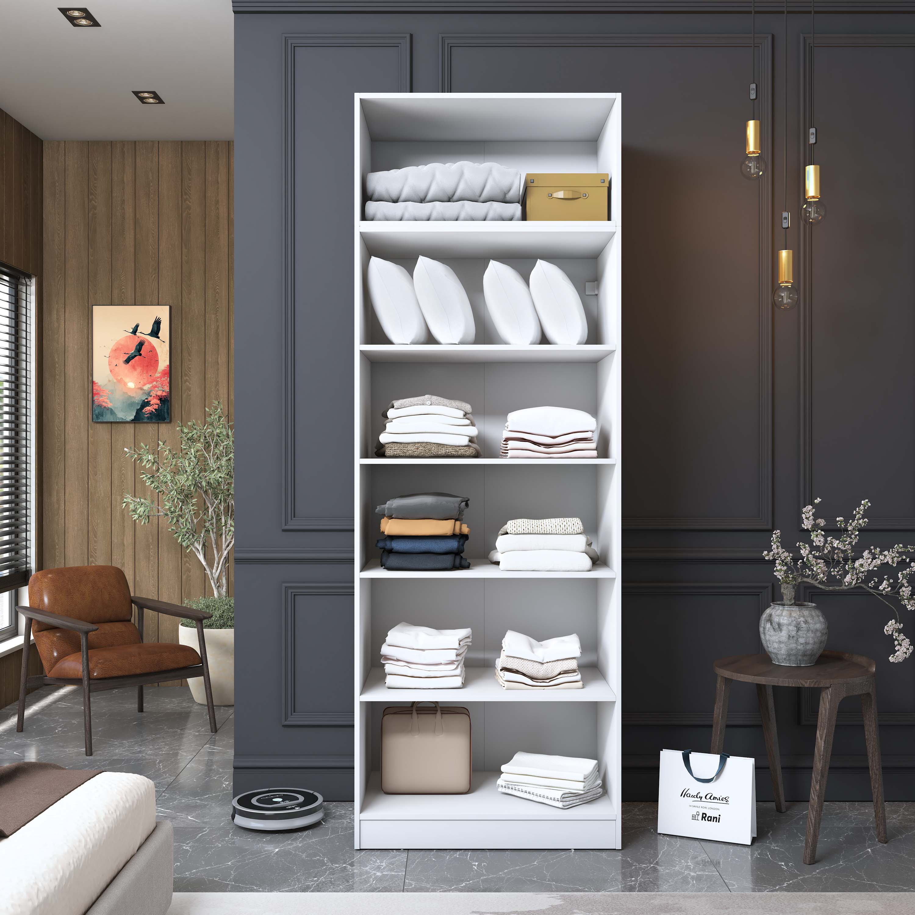 Rani BA210 Gardırop 4 Kapaklı 4 Raflı Elbise Dolabı Beyaz