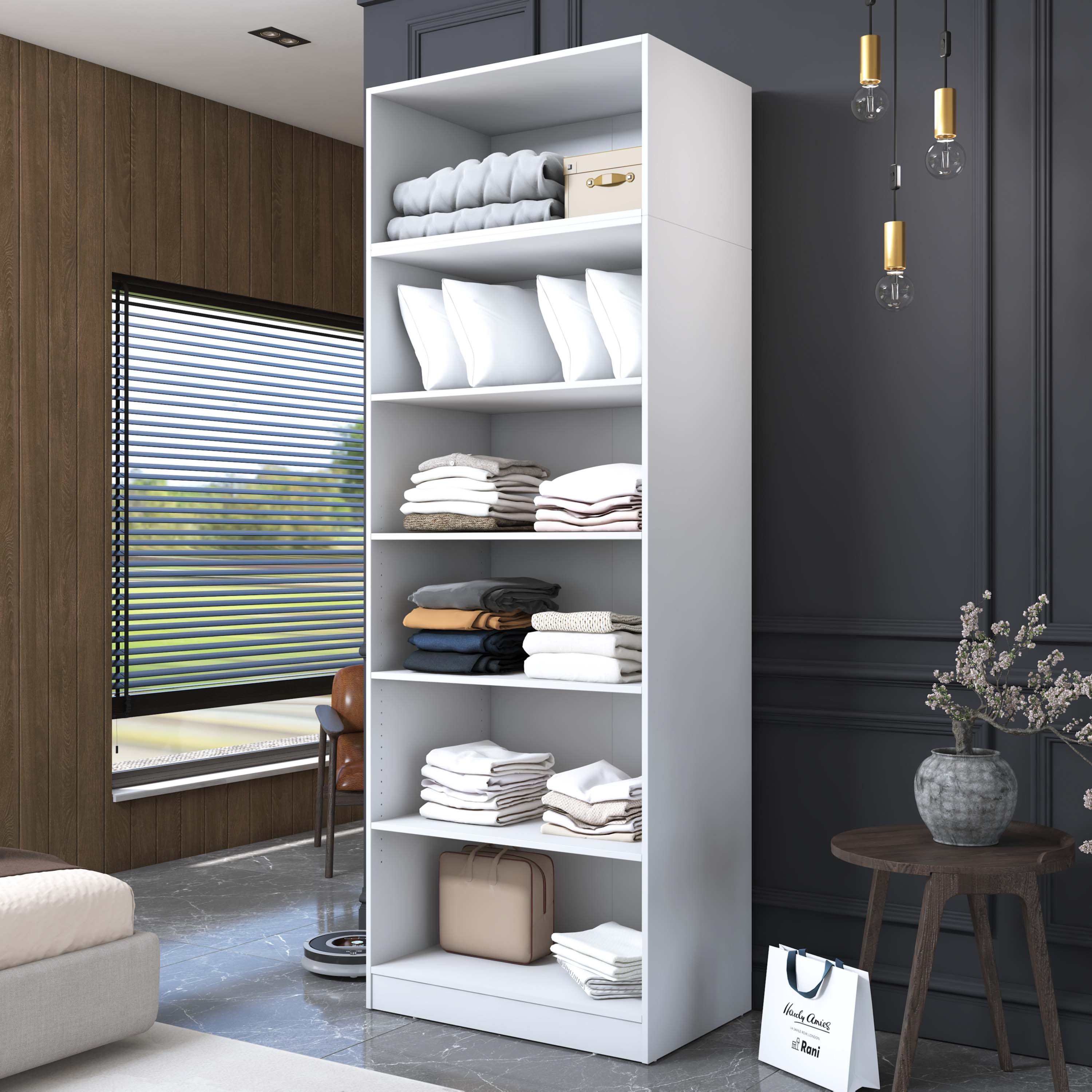 Rani BA210 Gardırop 4 Kapaklı 4 Raflı Elbise Dolabı Beyaz