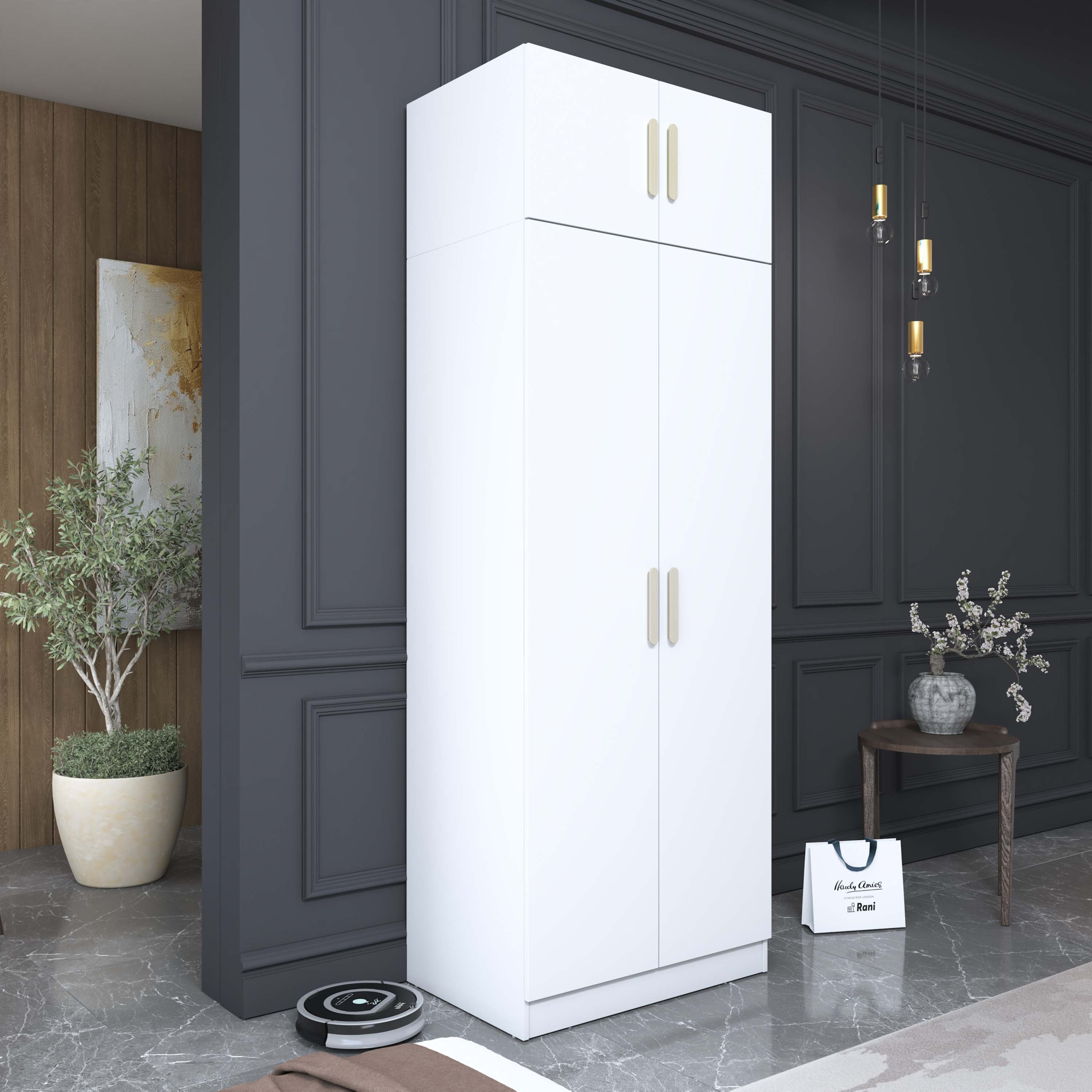 Rani BA210 Gardırop 4 Kapaklı 4 Raflı Elbise Dolabı Beyaz