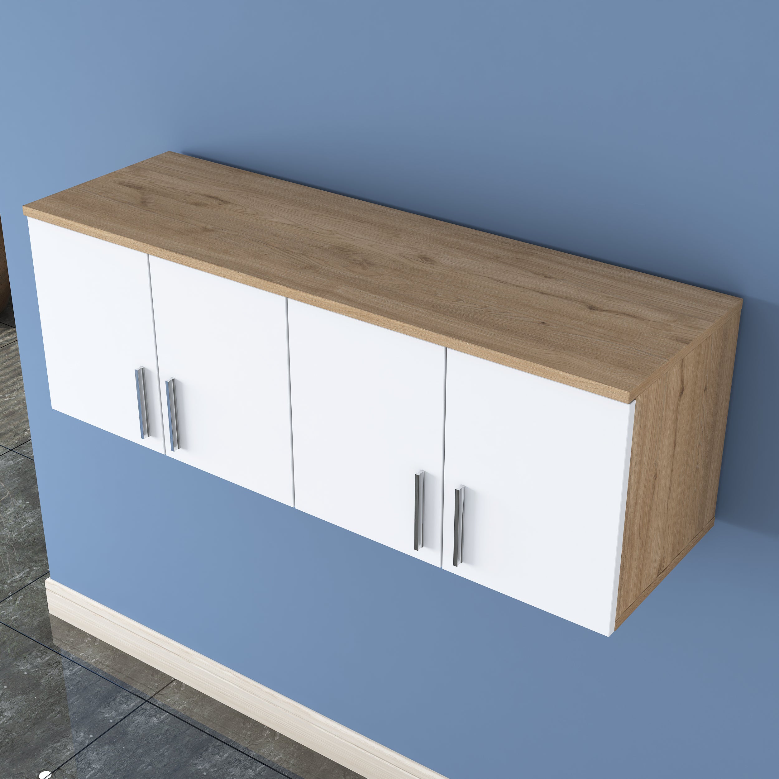 Rani EA150 Portmanto Üst Modülü Çok Amaçlı Dolap Sepet Ceviz - Beyaz