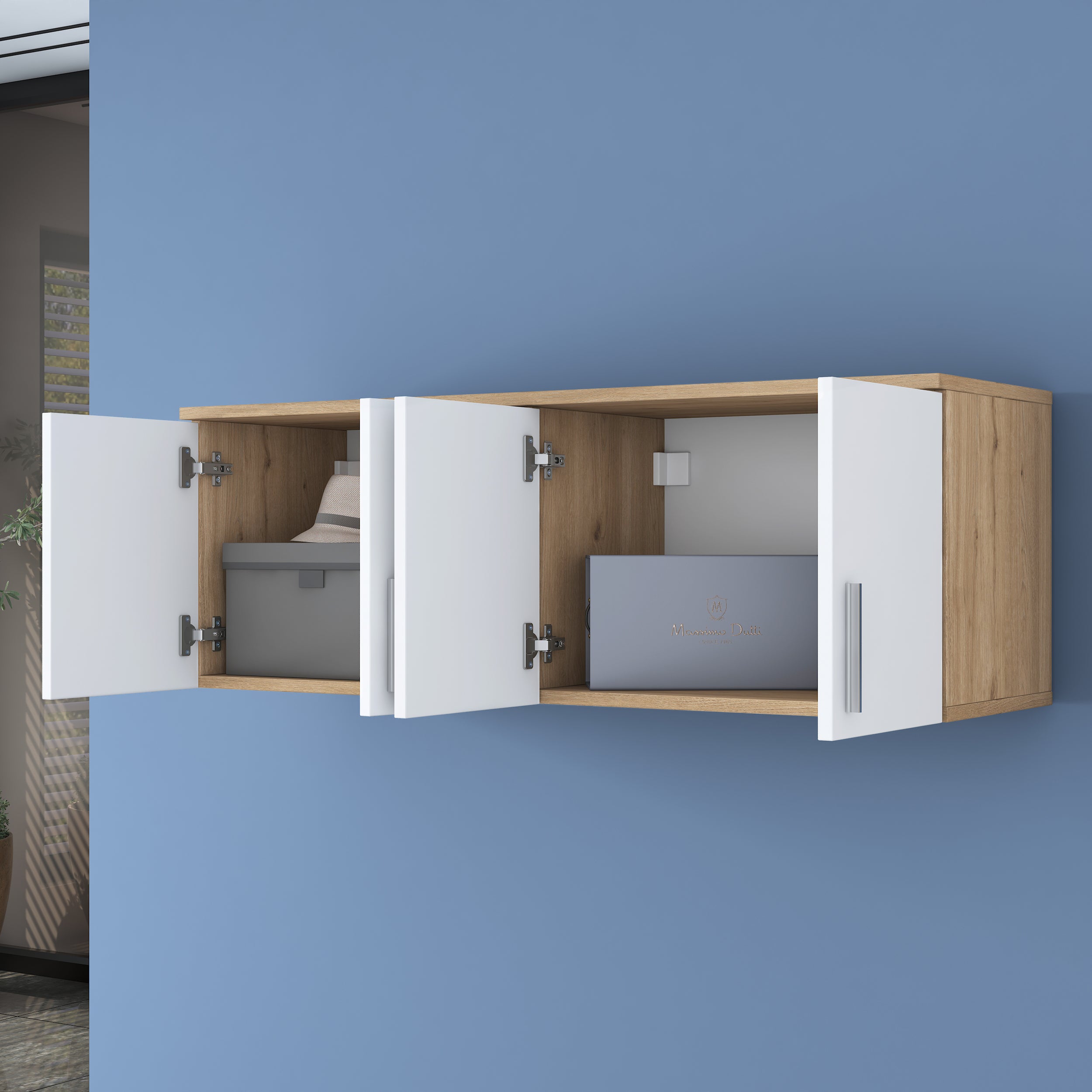 Rani EA150 Portmanto Üst Modülü Çok Amaçlı Dolap Sepet Ceviz - Beyaz