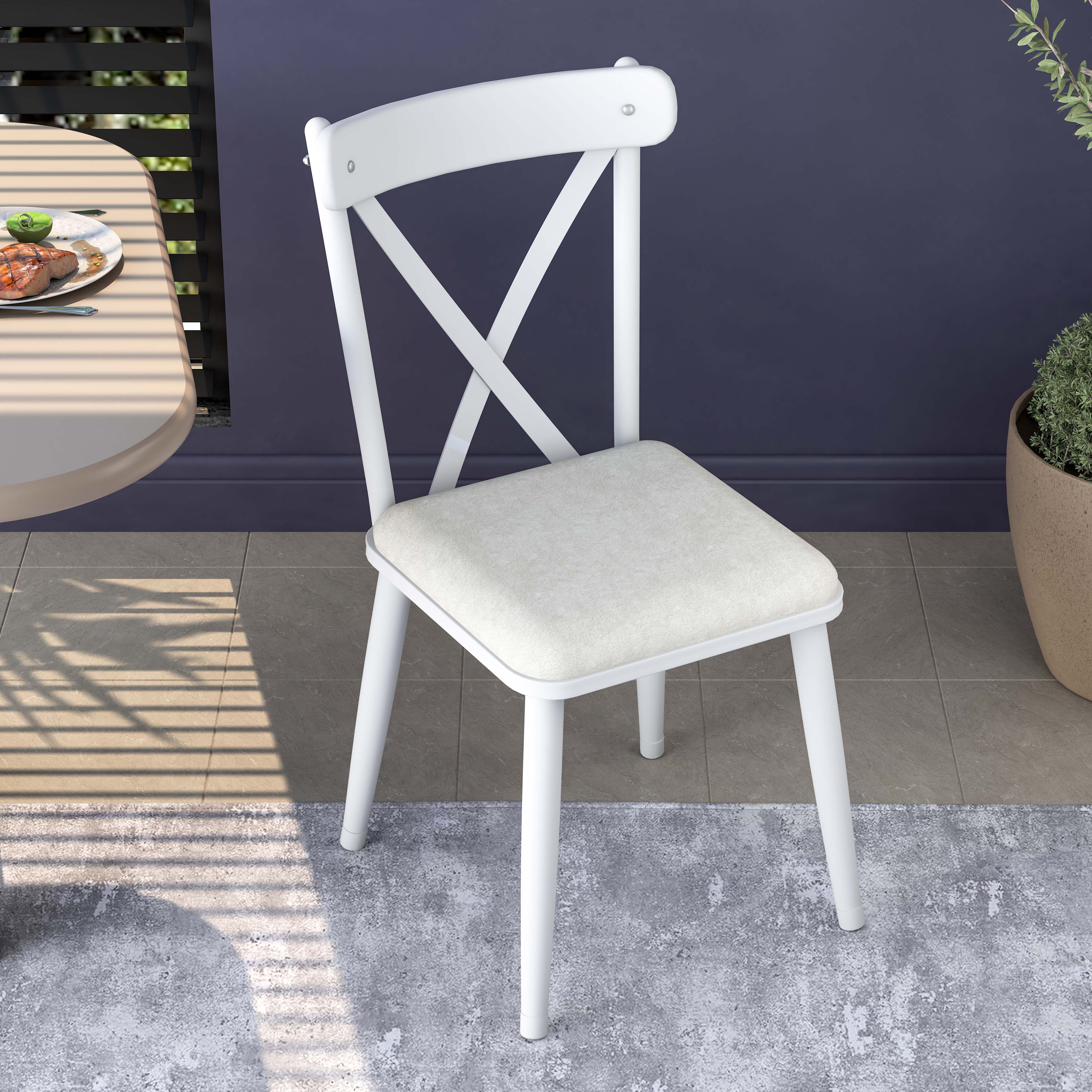 Rani JB108 Metal Sandalye Thonet Sandalye 4'lü Mutfak Yemek Masası Sandalyesi Beyaz