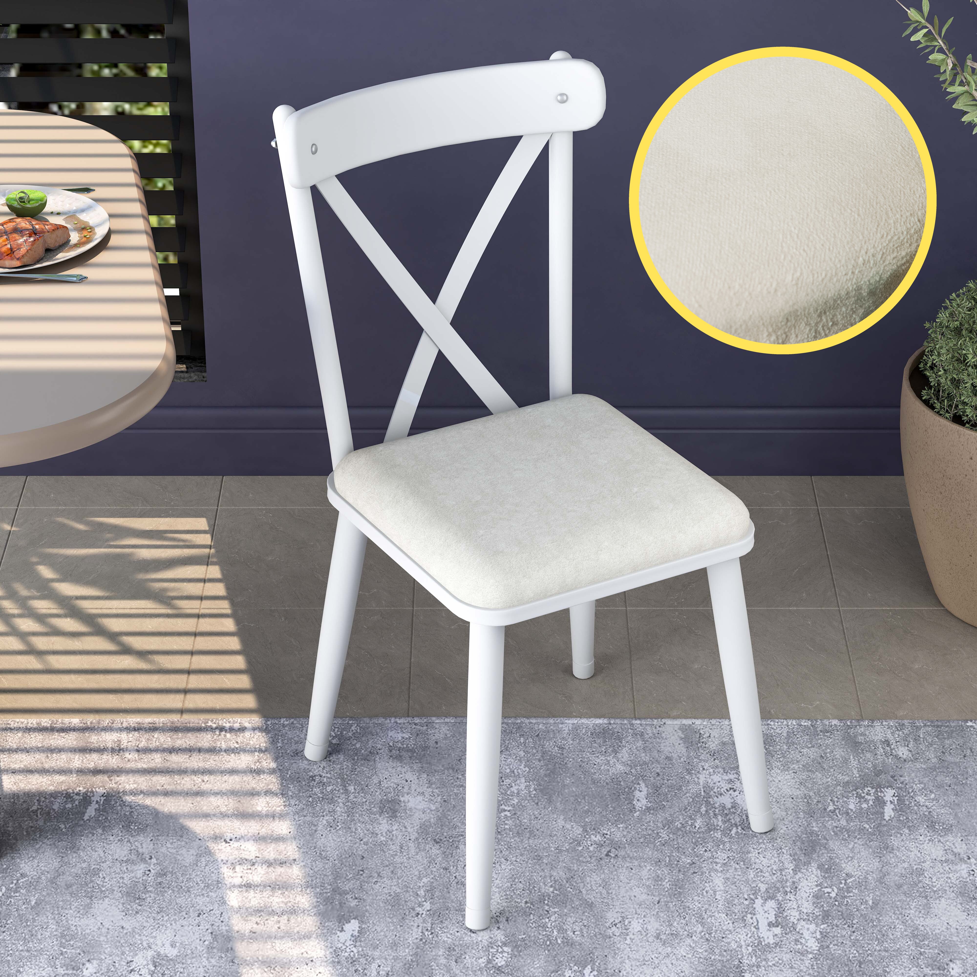 Rani JB108 Metal Sandalye Thonet Sandalye 4'lü Mutfak Yemek Masası Sandalyesi Beyaz