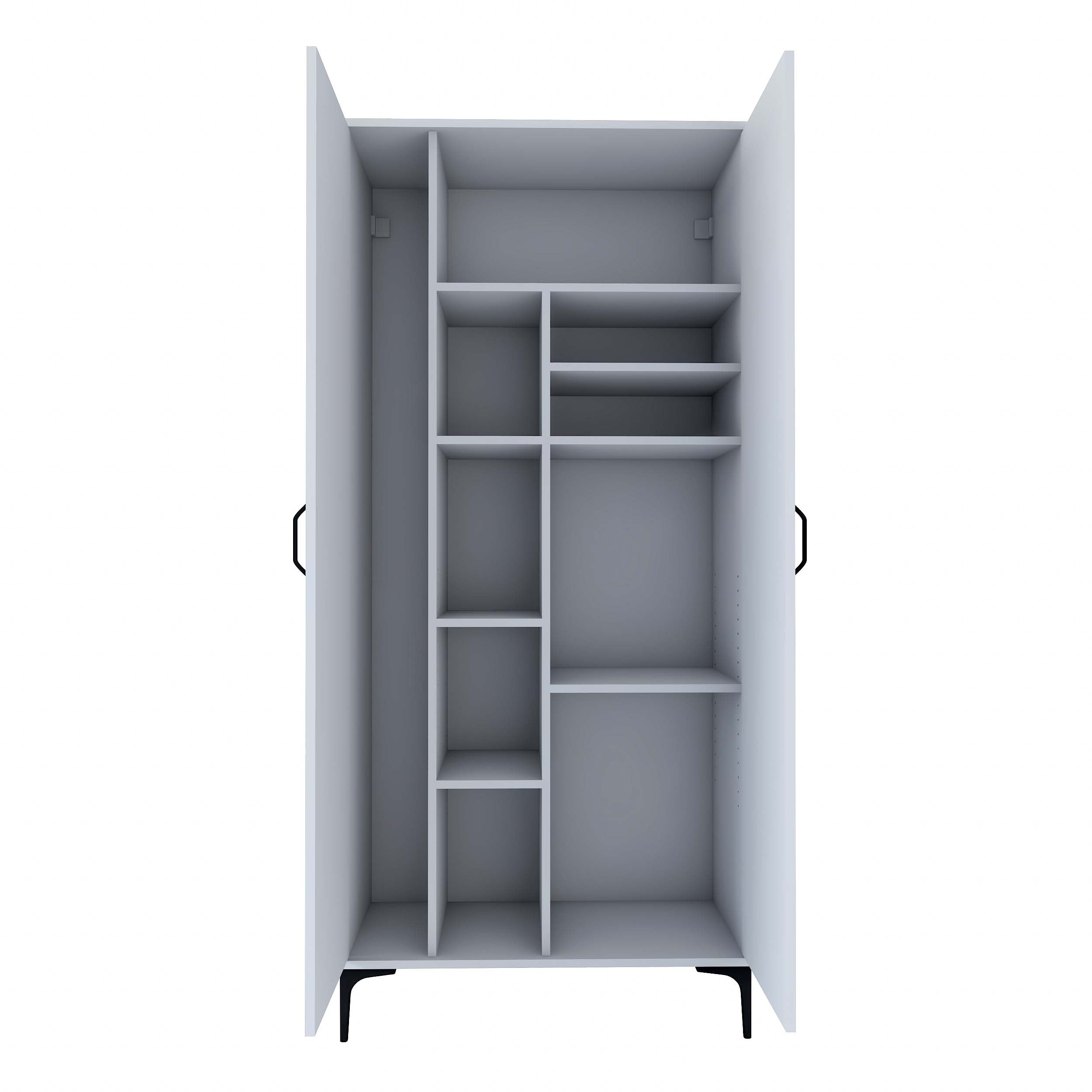 Rani KC103 Banyo Dolabı 2 Kapaklı 7 Raflı Çok Amaçlı Dolap Beyaz