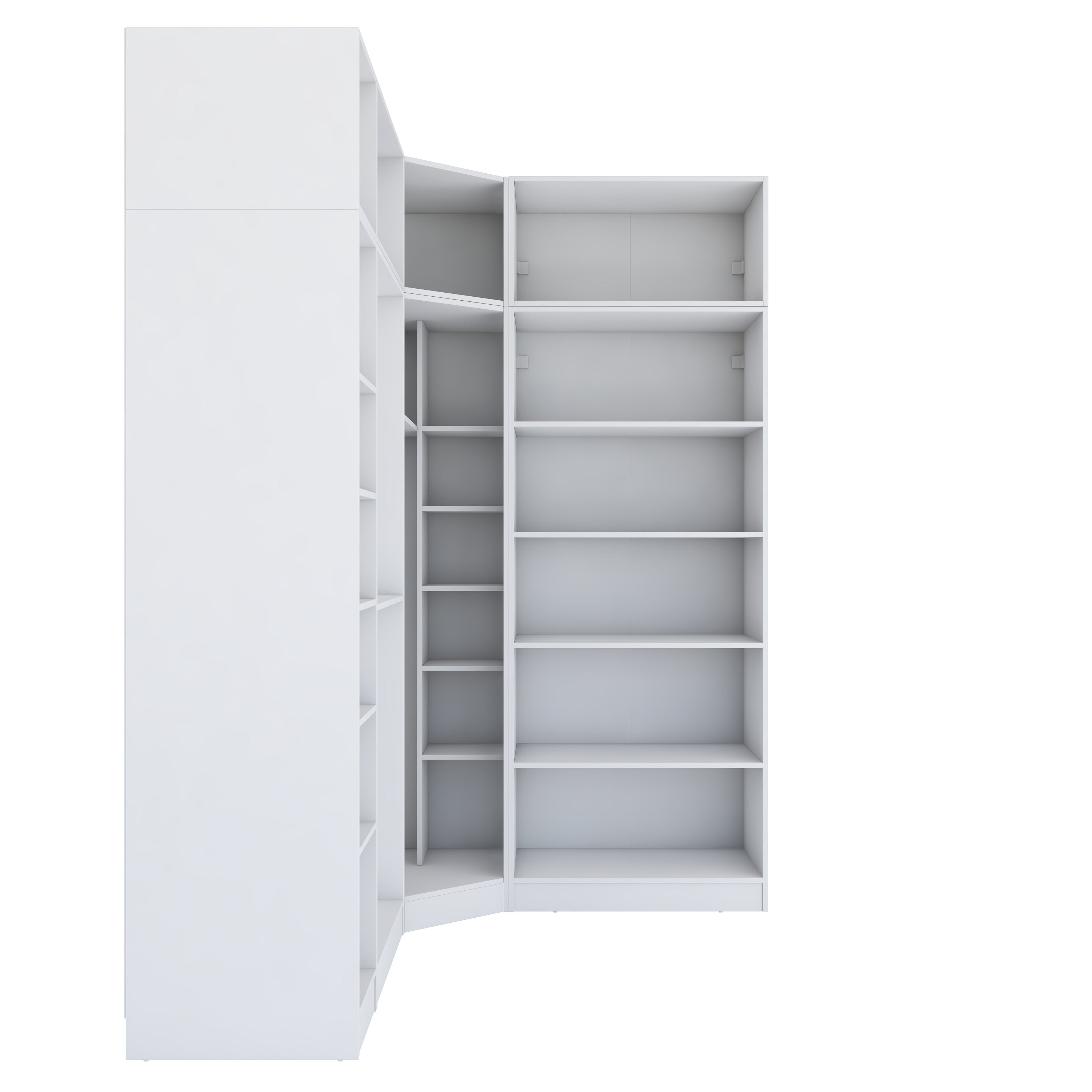 Rani BA229 Modüler Köşe Gardırop 6 Kapaklı Raflı Askılı Elbise Dolabı Beyaz