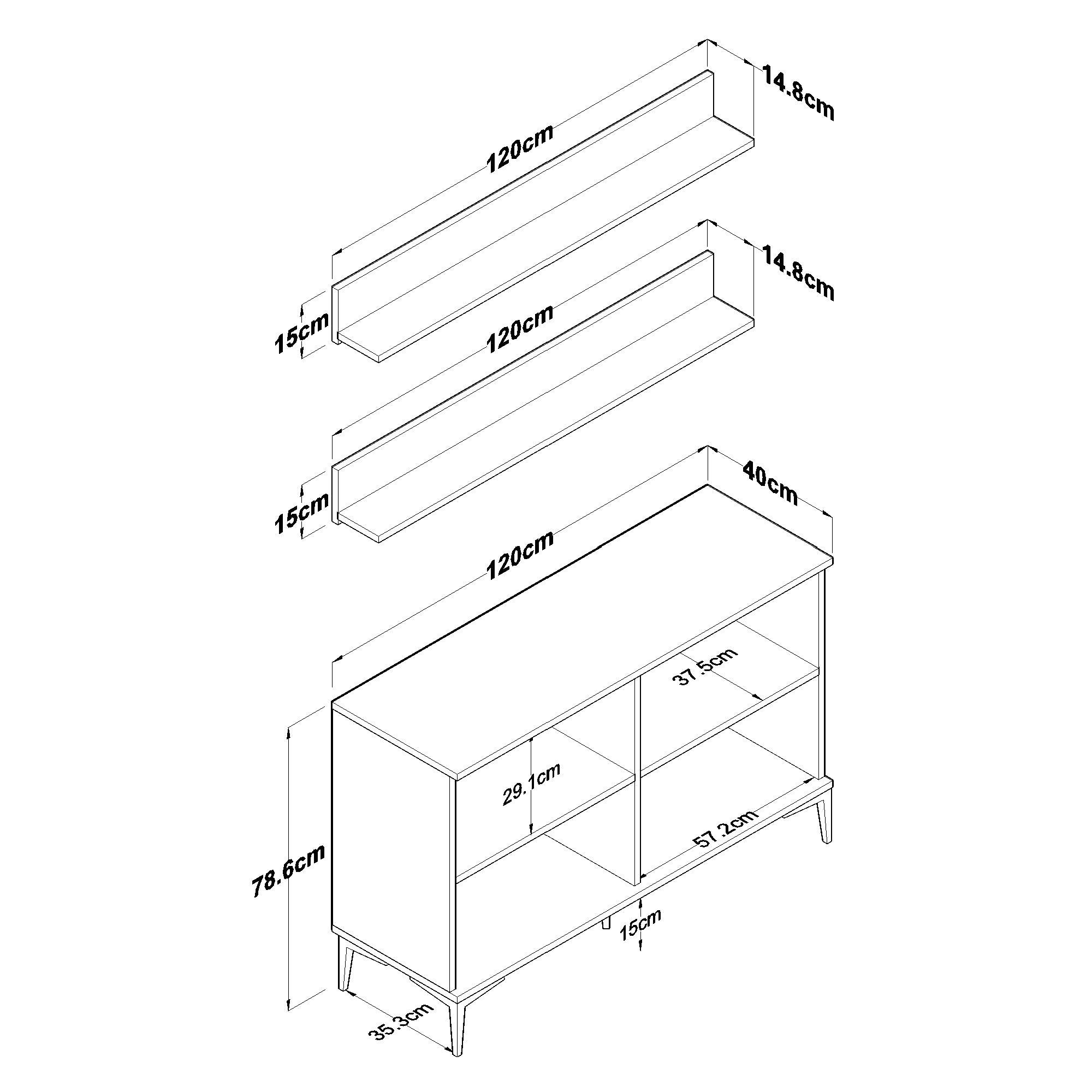 Rani JE234 Kahve Köşesi Çok Amaçlı Dolap 4 Kapaklı 2 Raflı Kiler Mutfak Dolabı Beyaz - Sepet Ceviz