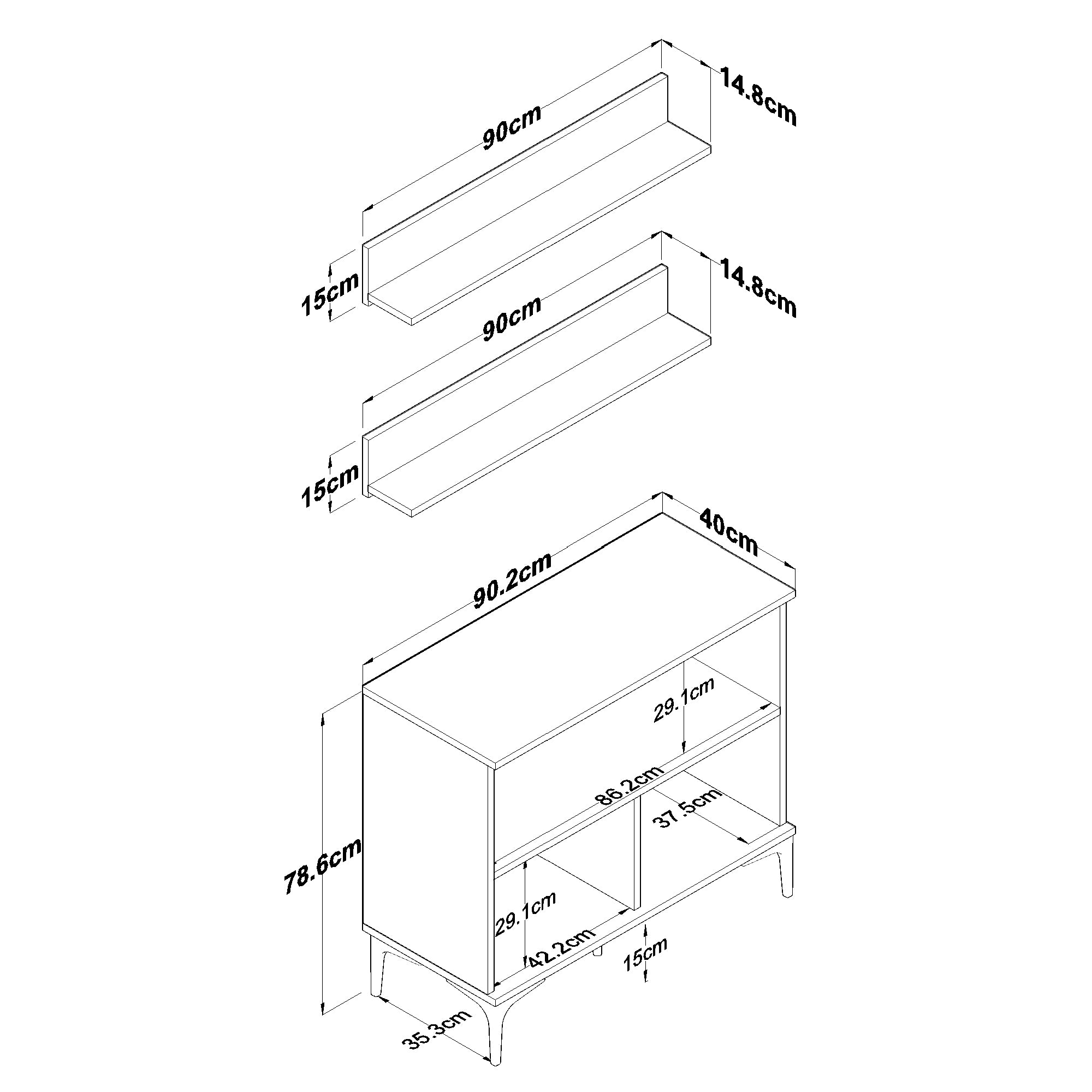 Rani JE232 Kahve Köşesi Çok Amaçlı Dolap 2 Kapaklı 2 Raflı Kiler Mutfak Dolabı Beyaz - Sepet Ceviz