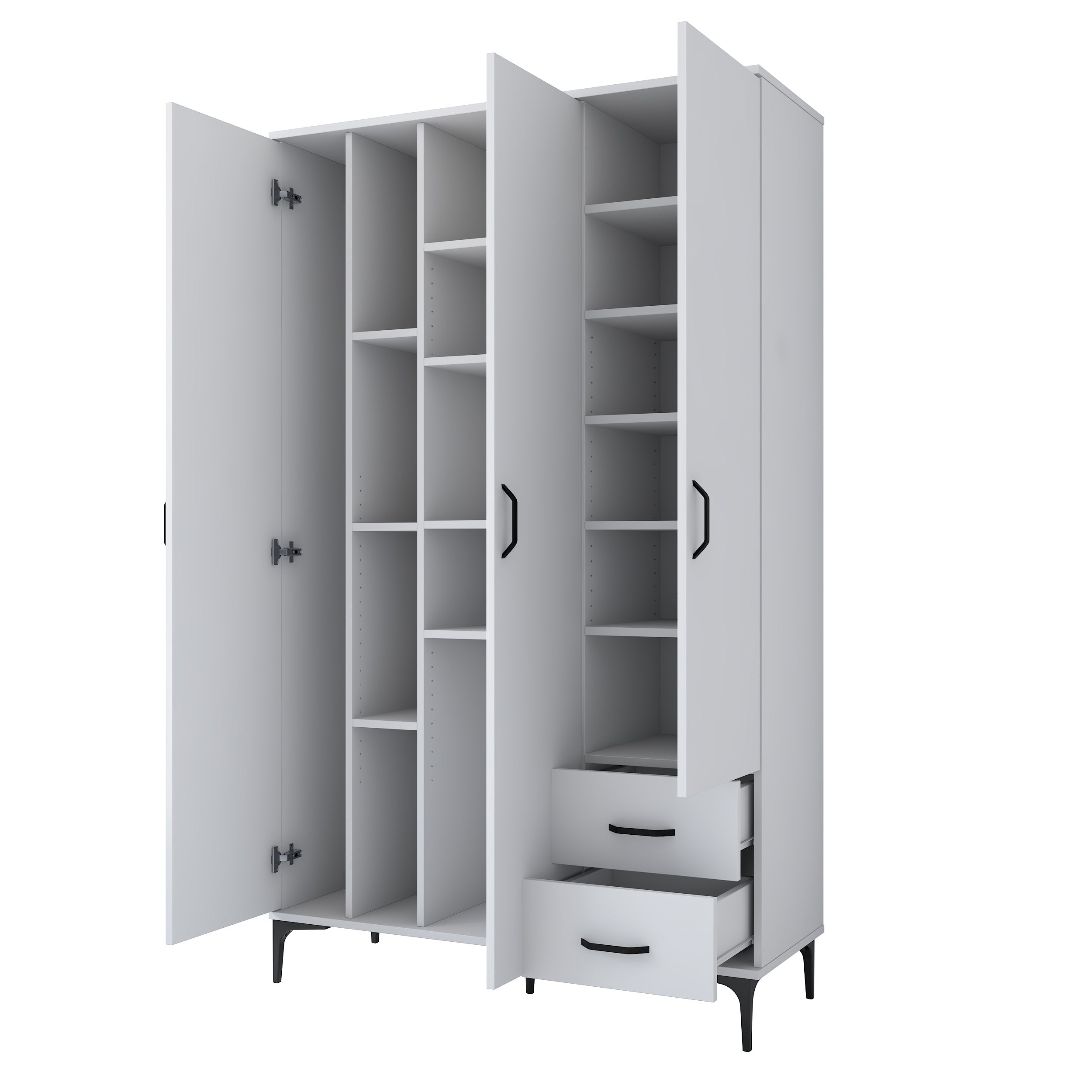 Rani KC105 Banyo Dolabı 3 Kapaklı 13 Raflı 2 Çekmeceli Çok Amaçlı Dolap Beyaz