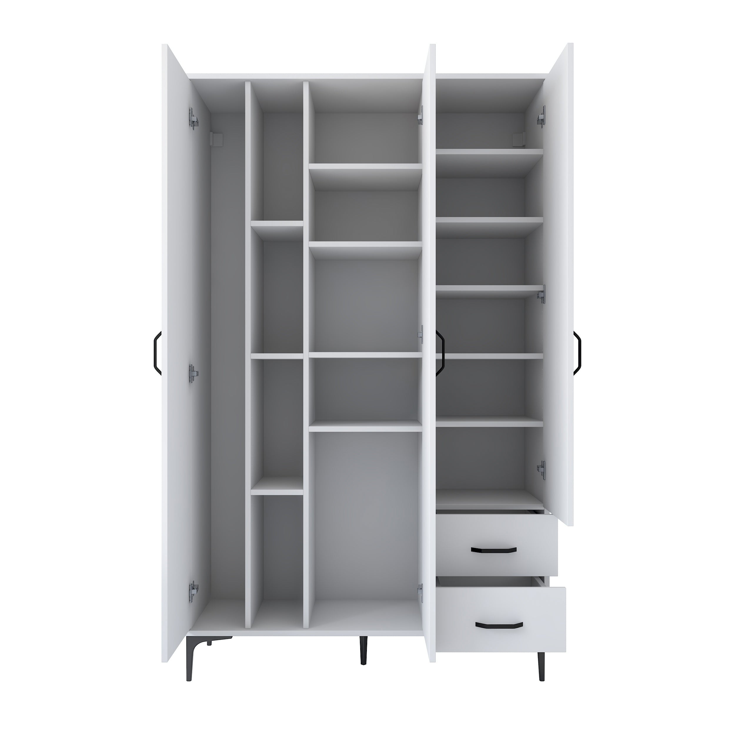 Rani KC105 Banyo Dolabı 3 Kapaklı 13 Raflı 2 Çekmeceli Çok Amaçlı Dolap Beyaz