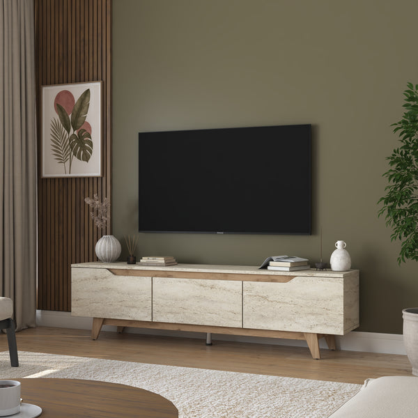 Rani AA168 Tv Ünitesi Modern Ayaklı Tv Sehpası Traverten - Sepet Ceviz