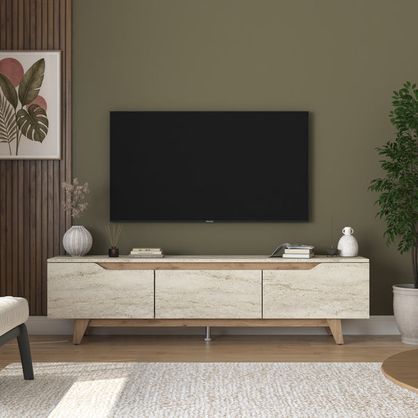 Rani AA168 Tv Ünitesi Modern Ayaklı Tv Sehpası Traverten - Sepet Ceviz